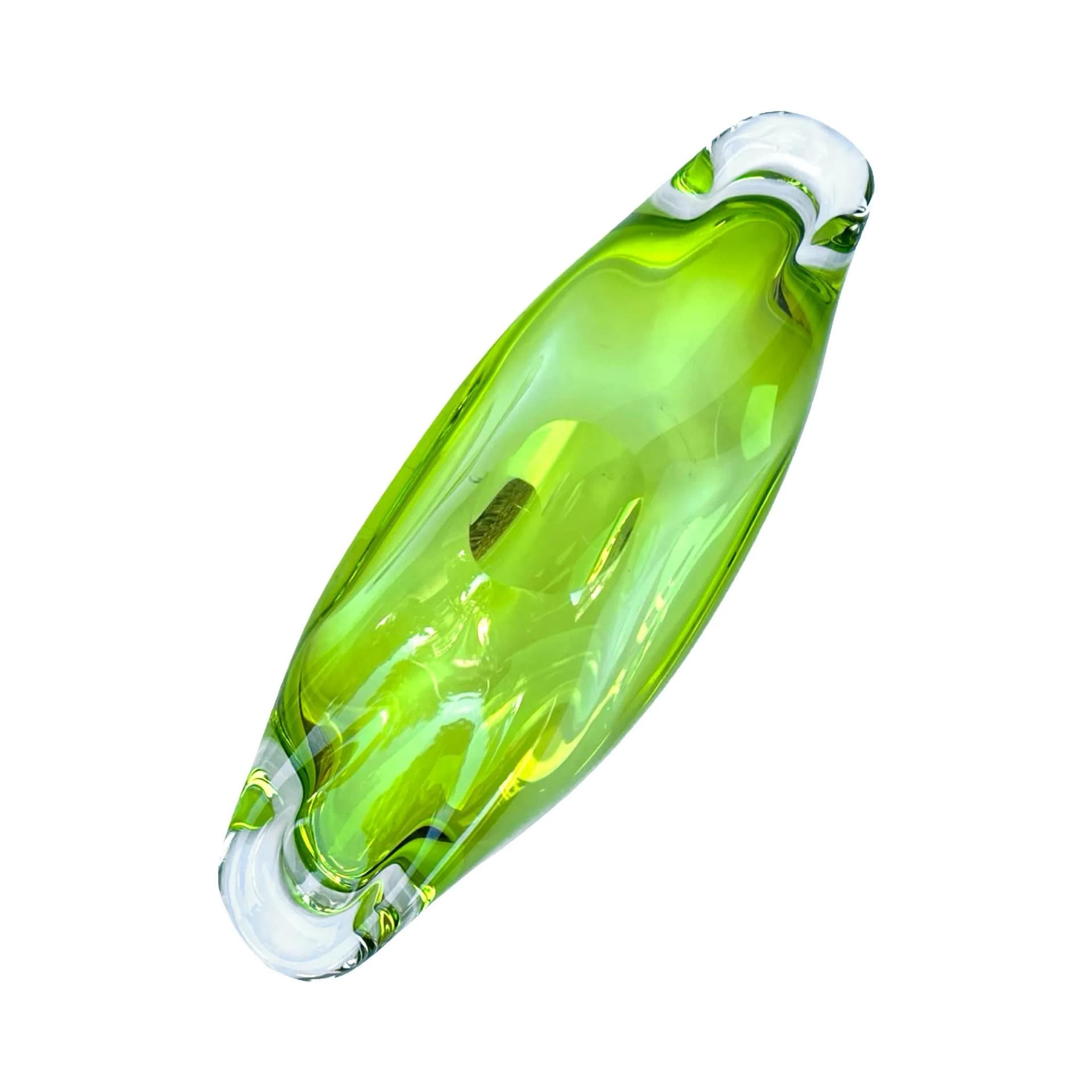 Misa, zielona, szkło, proj. J. Brož, Skrdlovice, Czechosłowacja, lata 60. - 128915