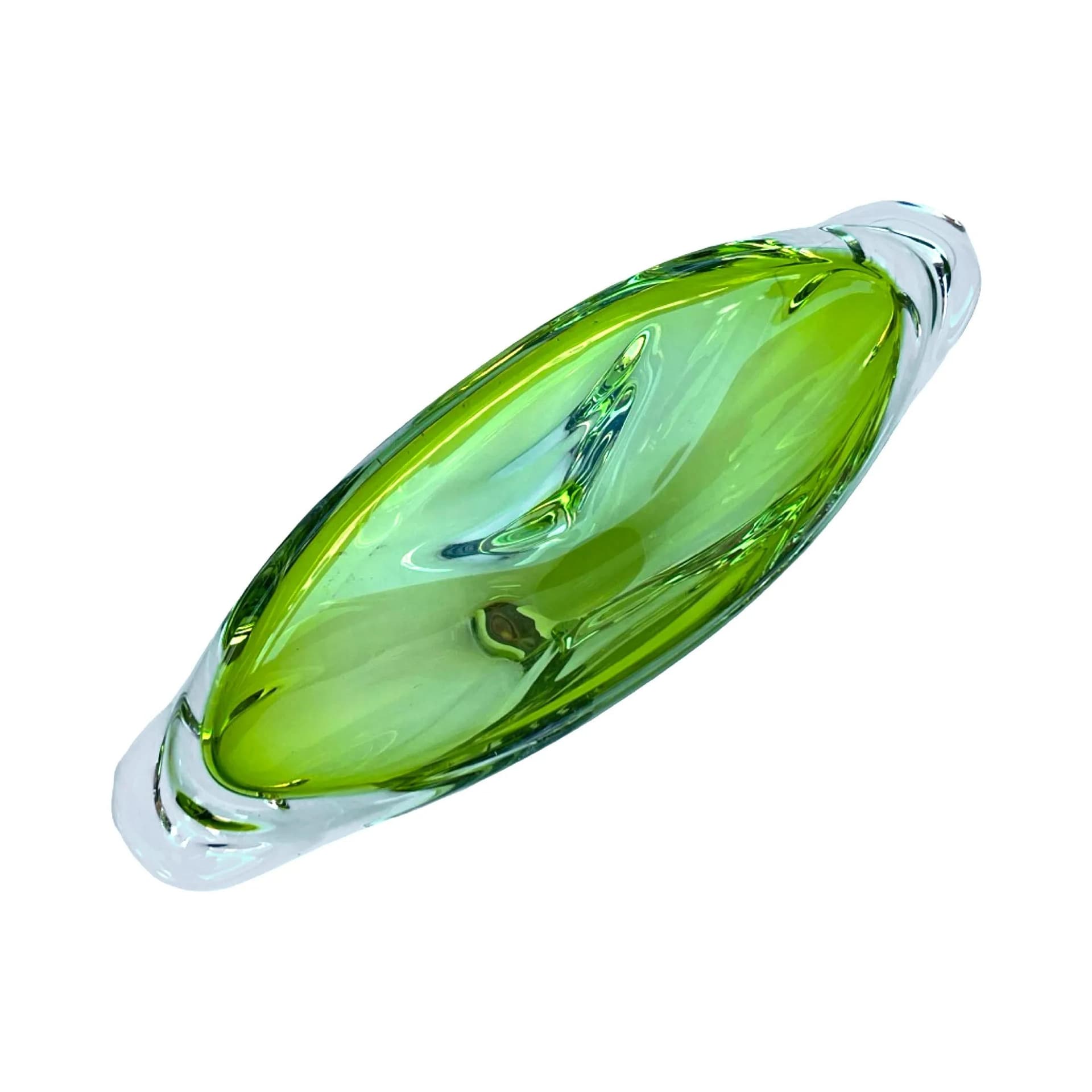 Misa, zielona, szkło, proj. J. Brož, Skrdlovice, Czechosłowacja, lata 60. - 128916