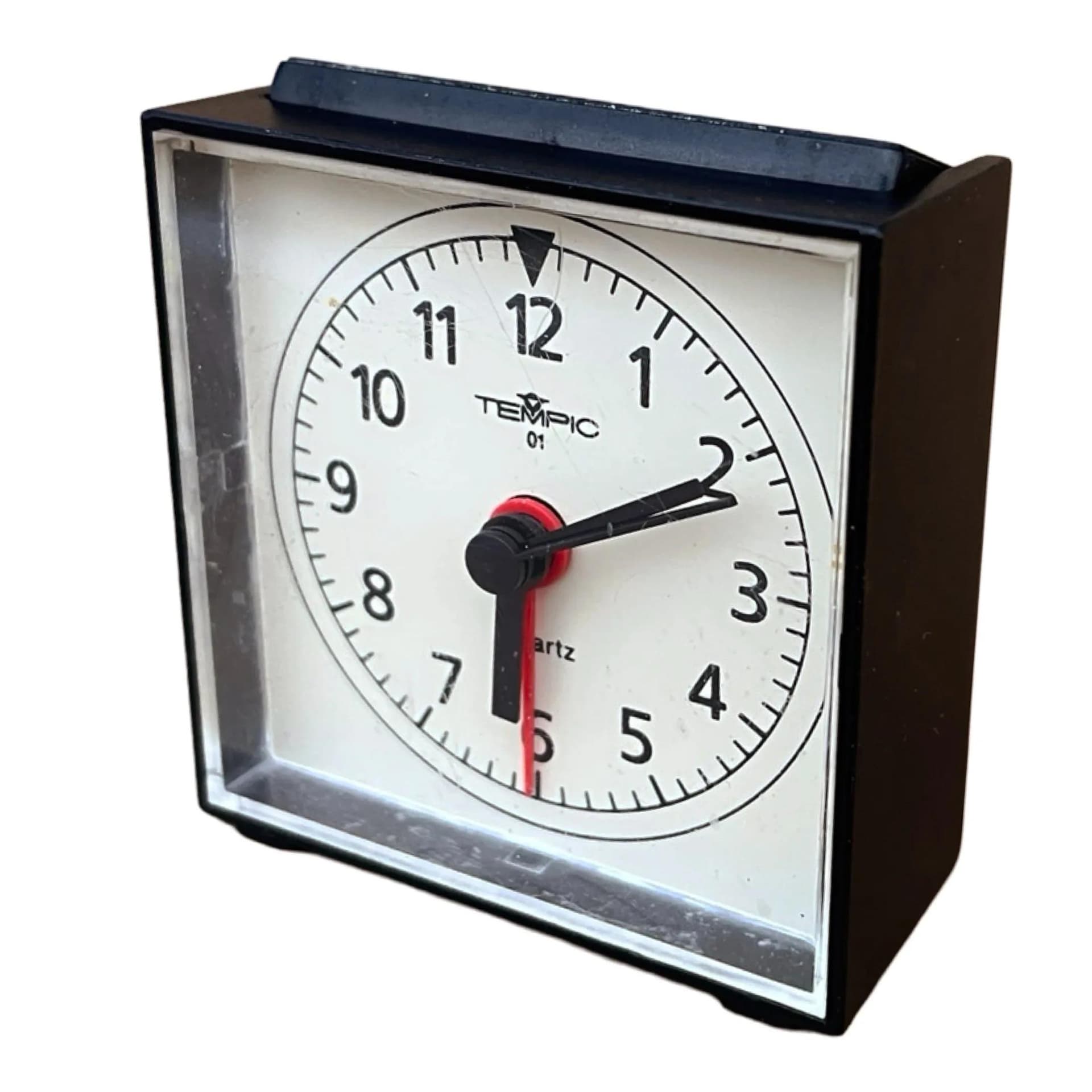 Budzik Tempic, czarny, plastik, Niemcy, lata 70. - 128889