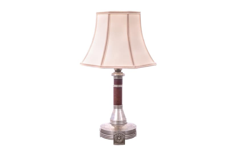 Beżowa lampa stołowa z abażurem, Europa Zachodnia, lata 50.