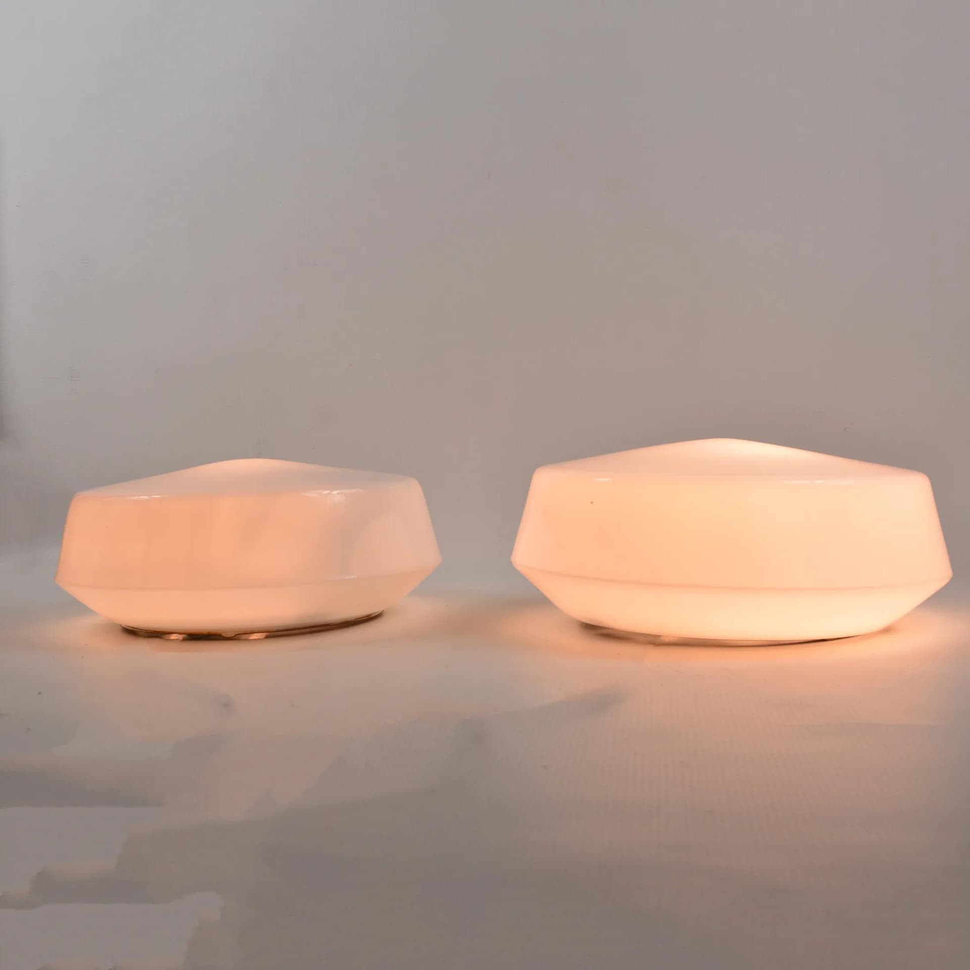 Para plafonów, biały, szkło, Niemcy, lata 70. - 128832