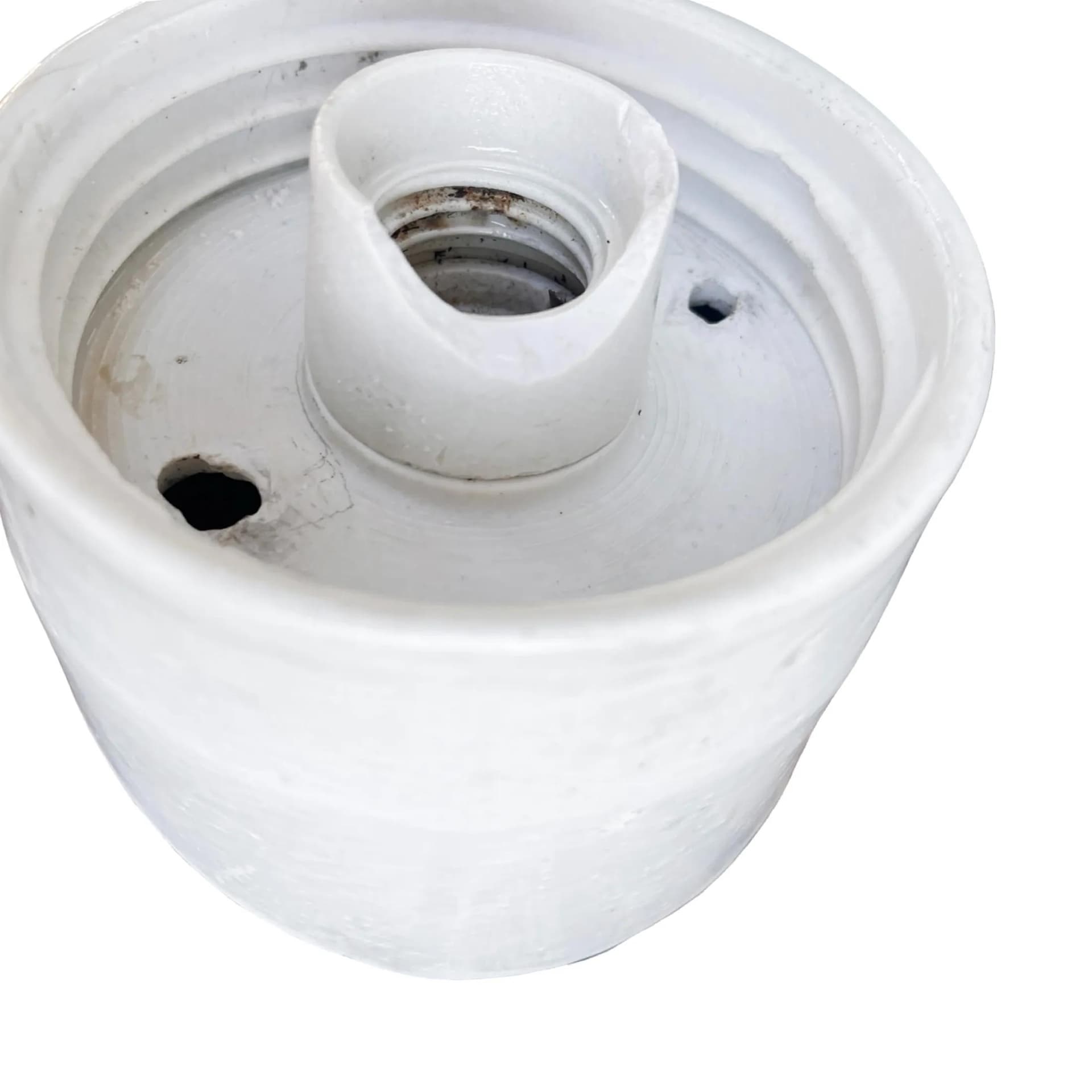 Kinkiet industrialny, biały, szkło porcelana, Polska, lata 60. - 128781