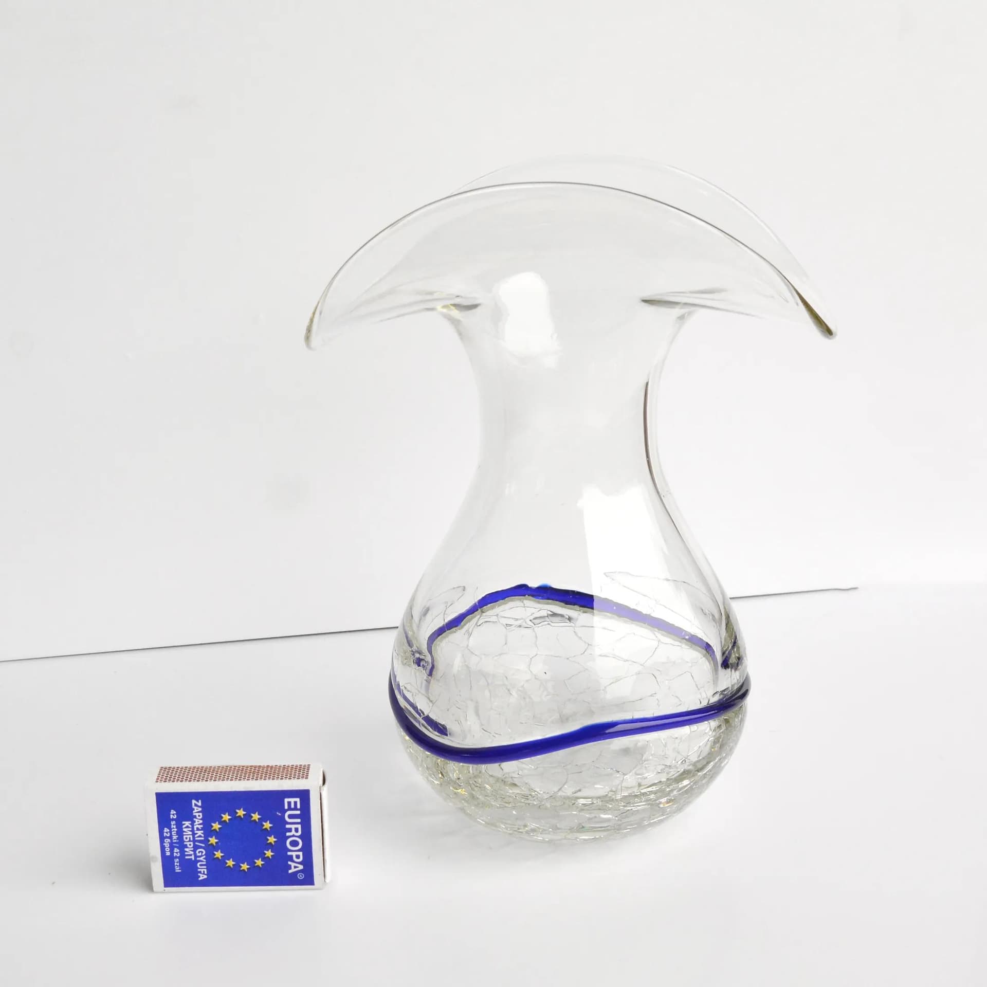 Ice glass vase, transparent glass, Harrachov Sklo, Czechoslovakia, 1970s. - 128768