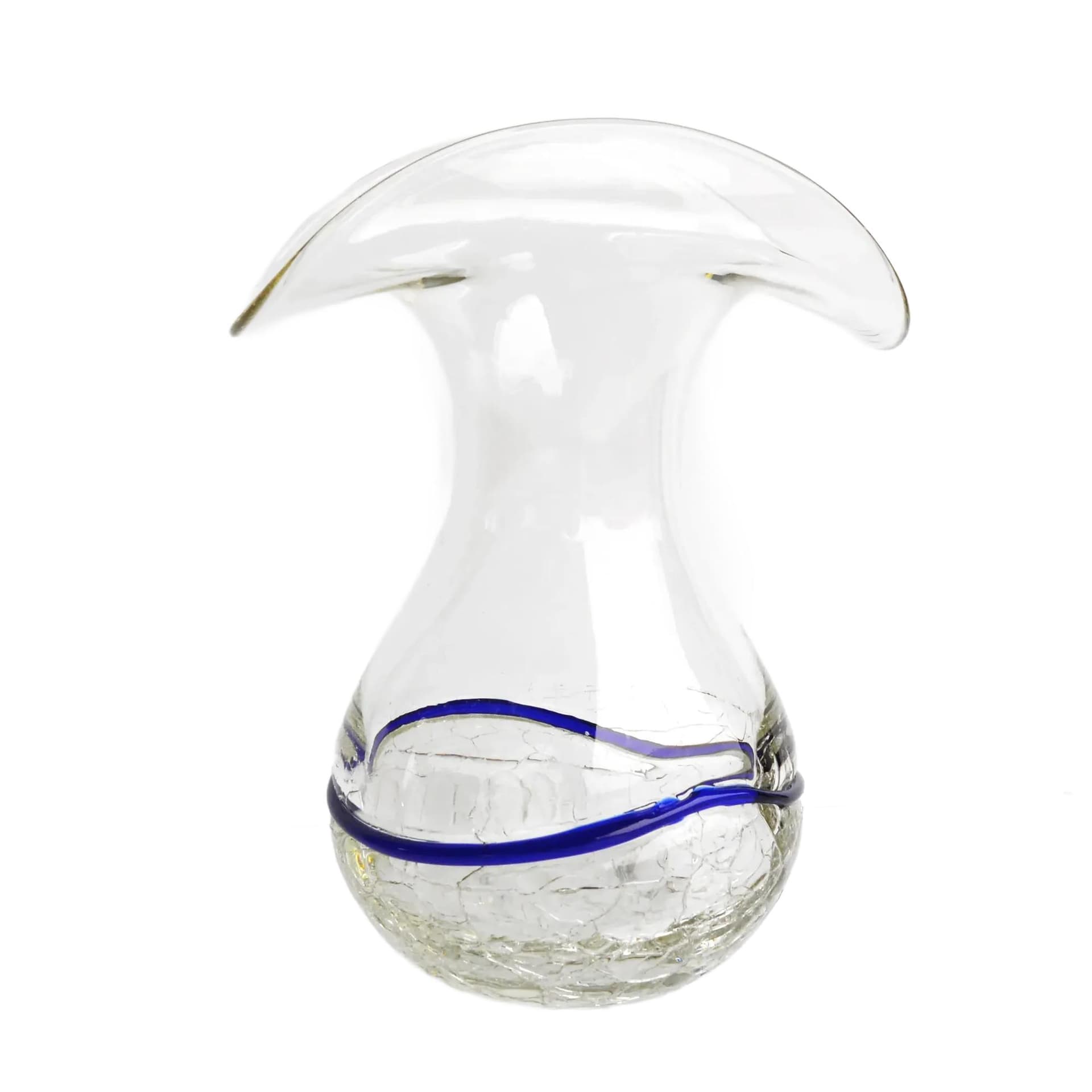 Ice glass vase, transparent glass, Harrachov Sklo, Czechoslovakia, 1970s.