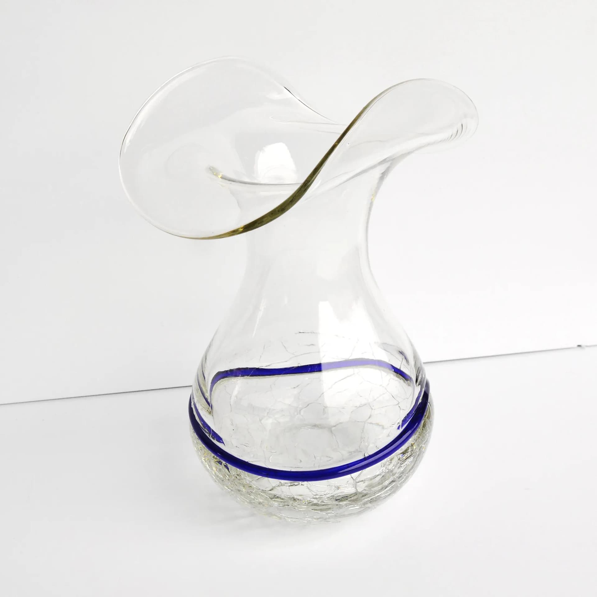 Ice glass vase, transparent glass, Harrachov Sklo, Czechoslovakia, 1970s. - 128766