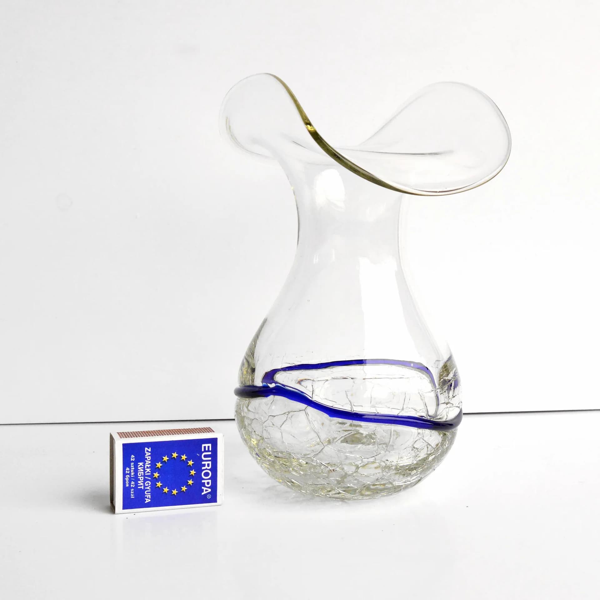 Ice glass vase, transparent glass, Harrachov Sklo, Czechoslovakia, 1970s. - 128771
