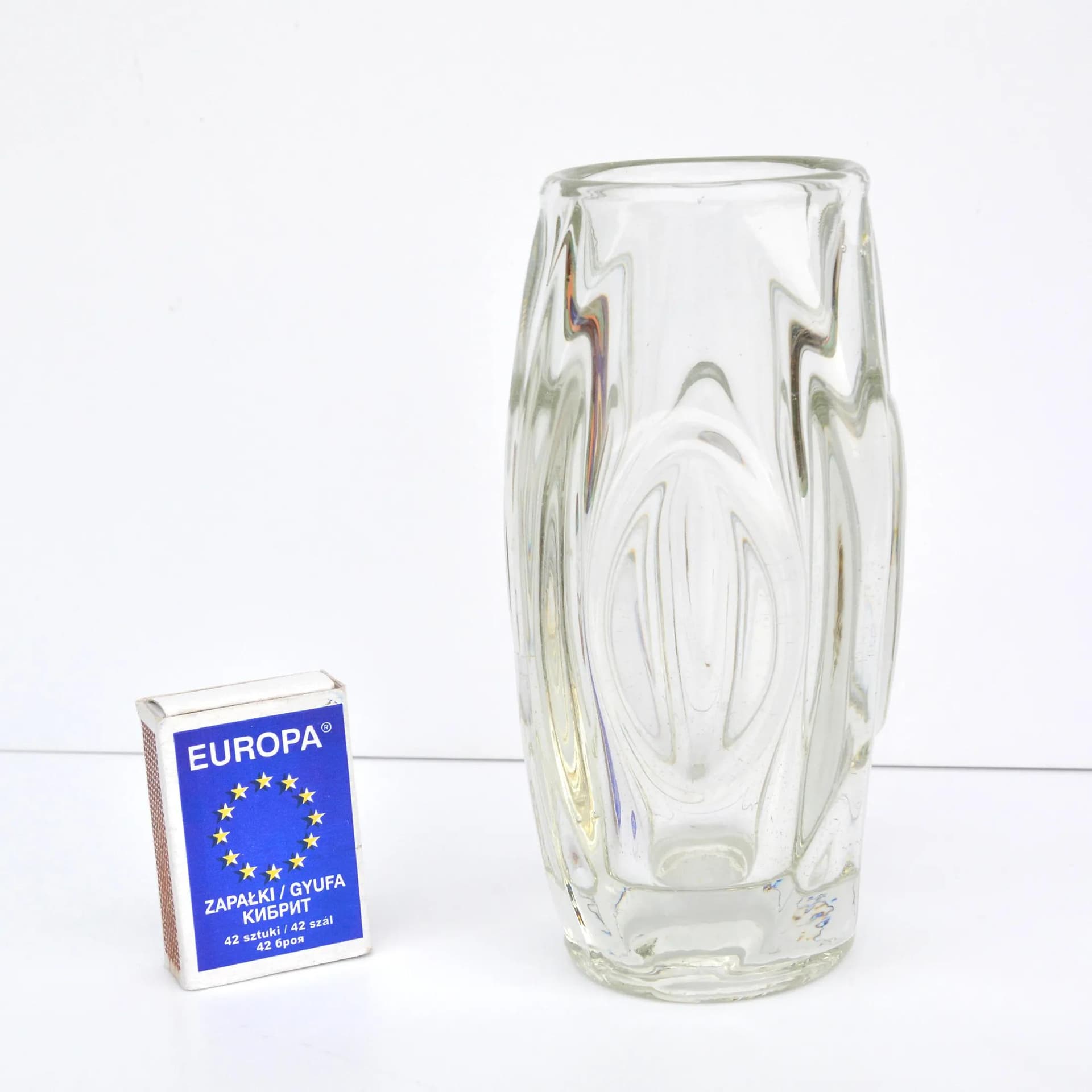 Wazon 914, szkło transparentne, proj. R. Schrötter, Sklo Union Rosice, Czechosłowacja, lata 50. - 128709