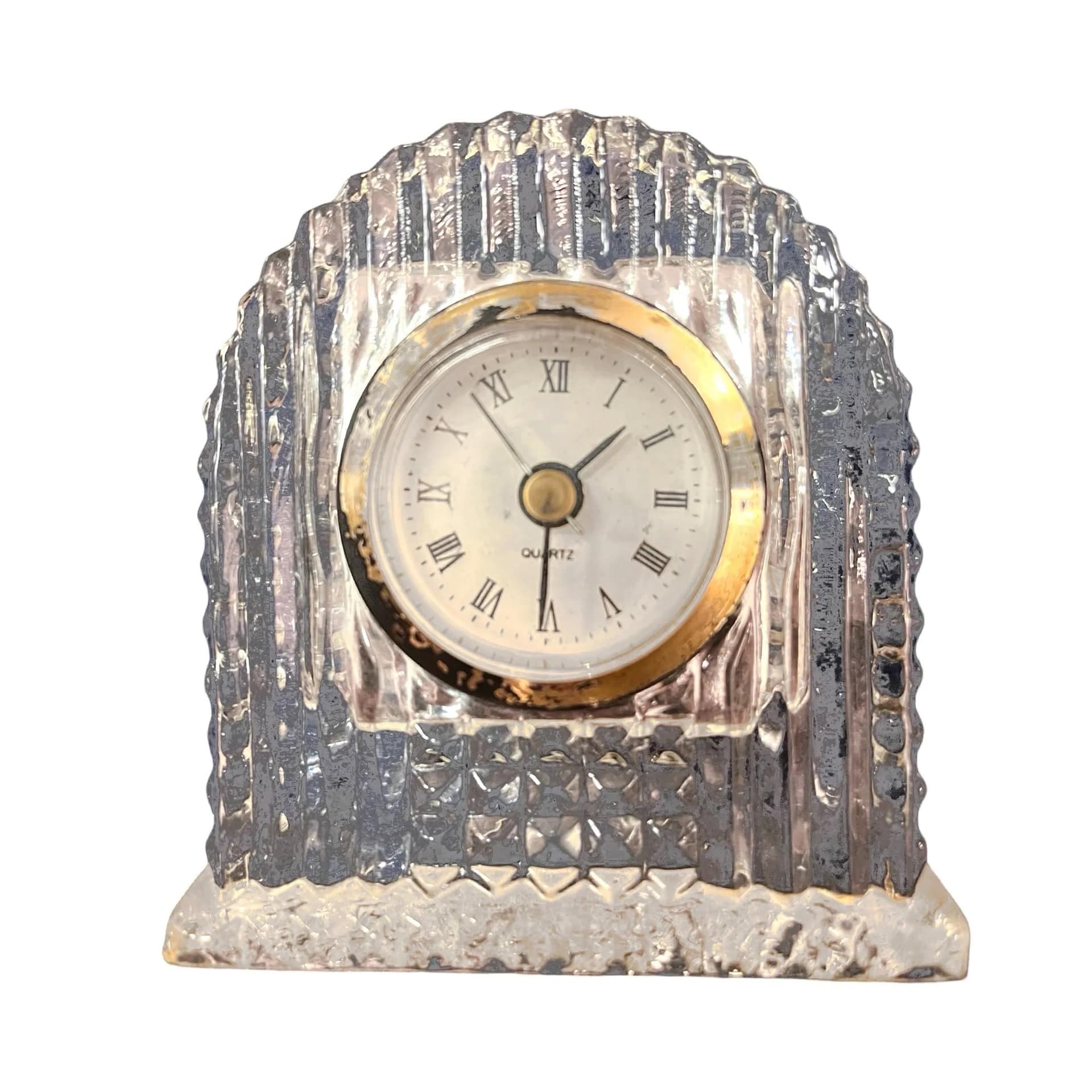 Zegar kominkowy, transparentny, szkło, Mikasa, Niemcy, lata 70. - 128636