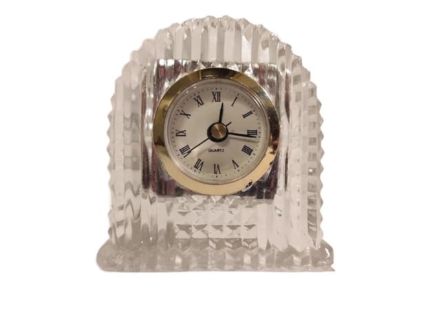Zegar kominkowy, transparentny, szkło, Mikasa, Niemcy, lata 70. - WYMIARY