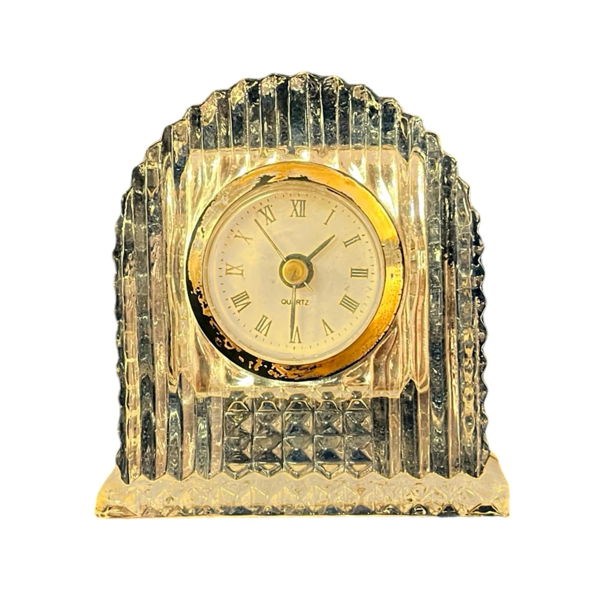 Zegar kominkowy, transparentny, szkło, Mikasa, Niemcy, lata 70. - 128635