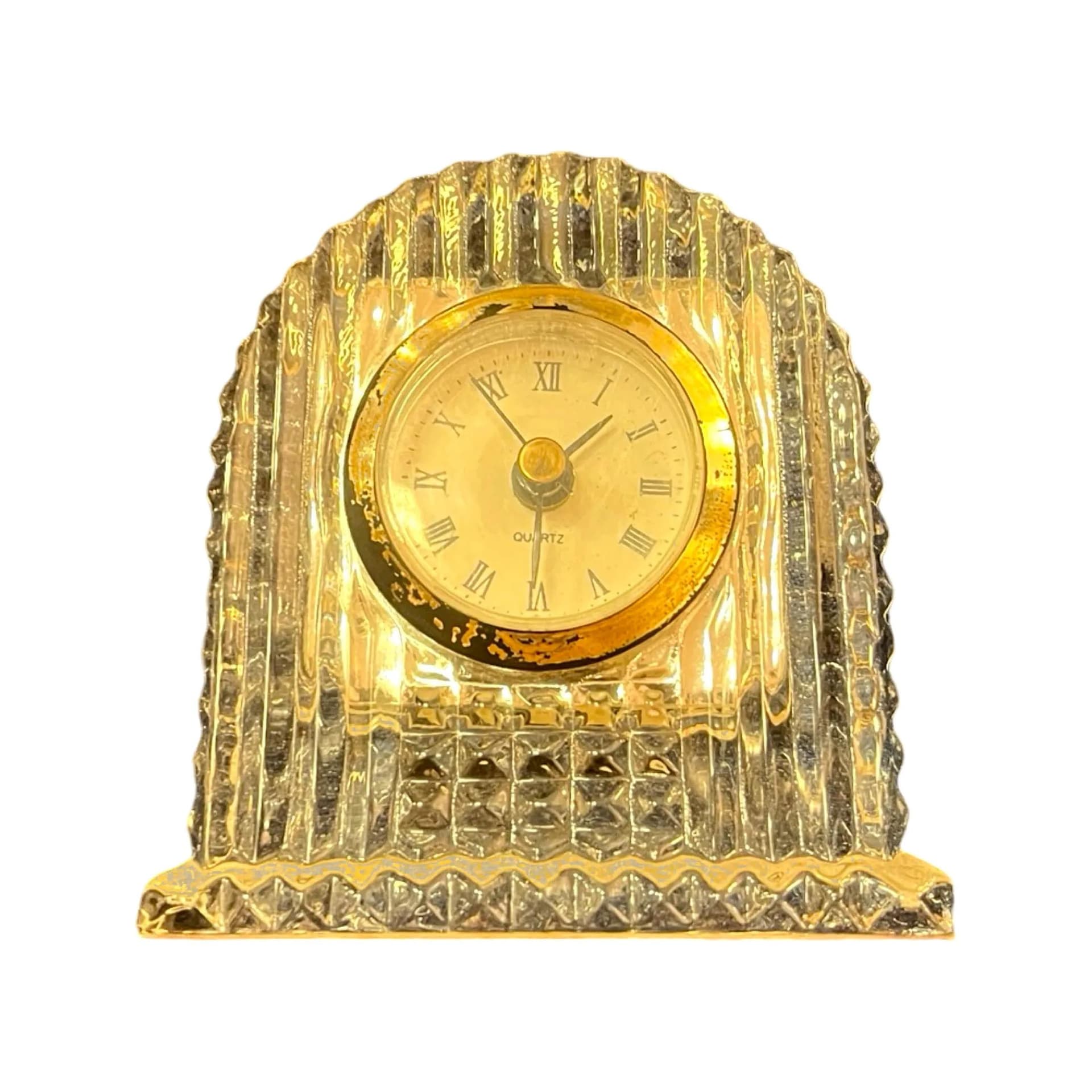 Zegar kominkowy, transparentny, szkło, Mikasa, Niemcy, lata 70. - 128629