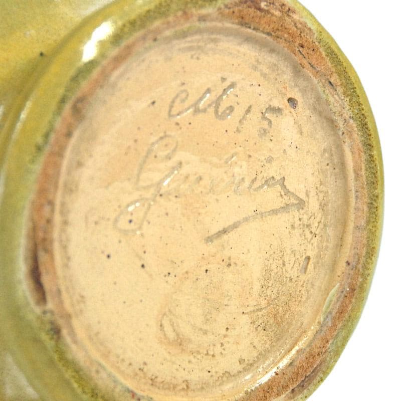 Musztardowy ceramiczny wazon, proj. R. Guerin, Belgia, lata 30. - 8570