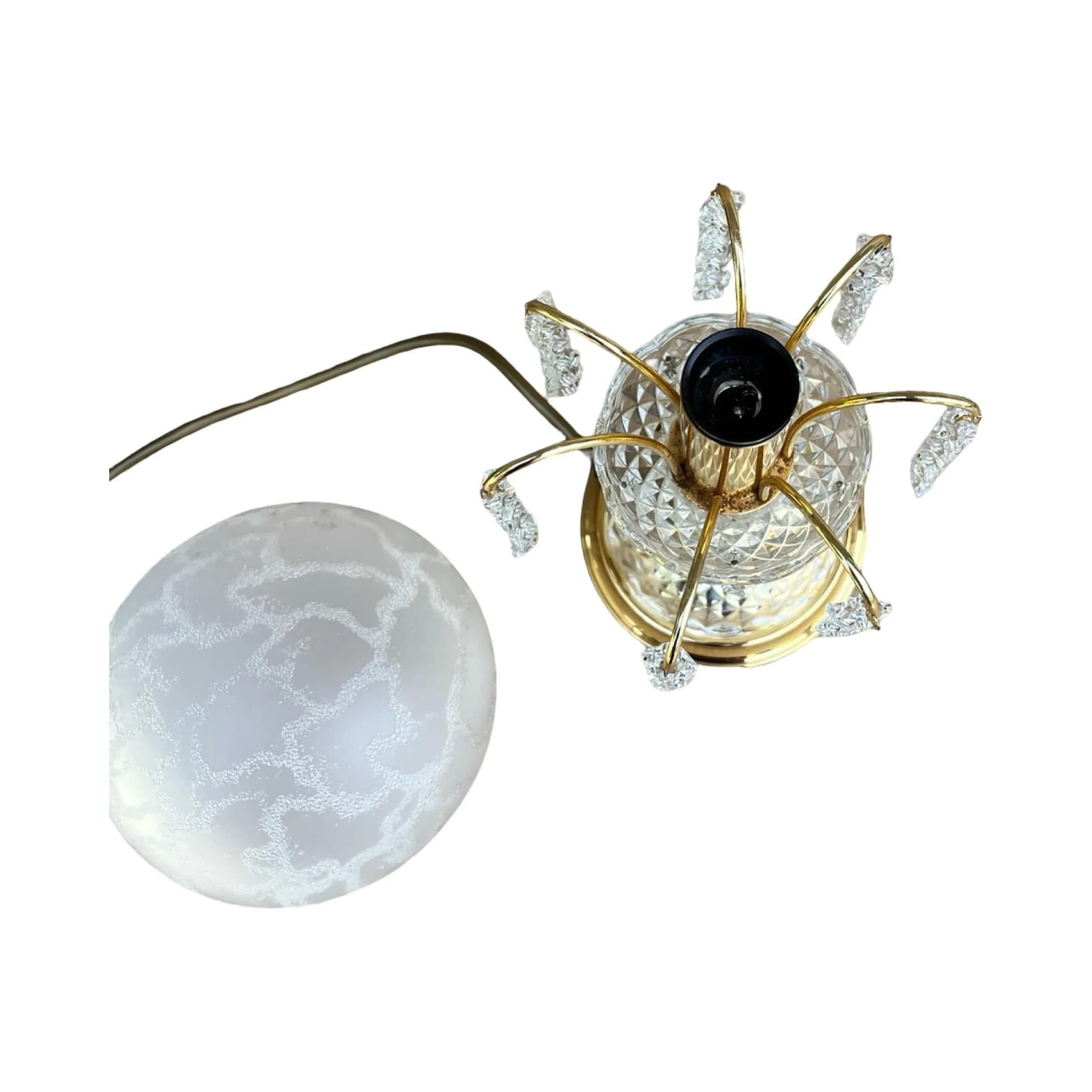 Lampa stołowa Hollywood Regency, mosiądz złoty, szkło matowe, Sölken Leuchten, Niemcy, lata 70. - 128541