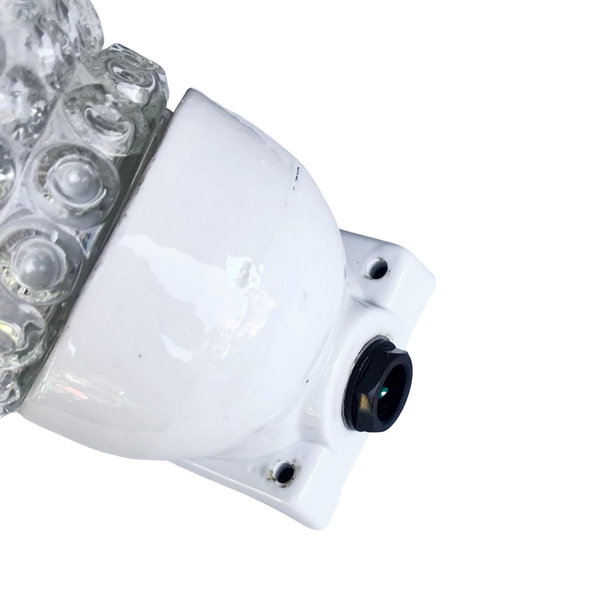 Kinkiet industrialny, transparentny, szkło, ceramika biała, Elektrosvit Nové Zámky, Czechosłowacja, lata 60. - 128512