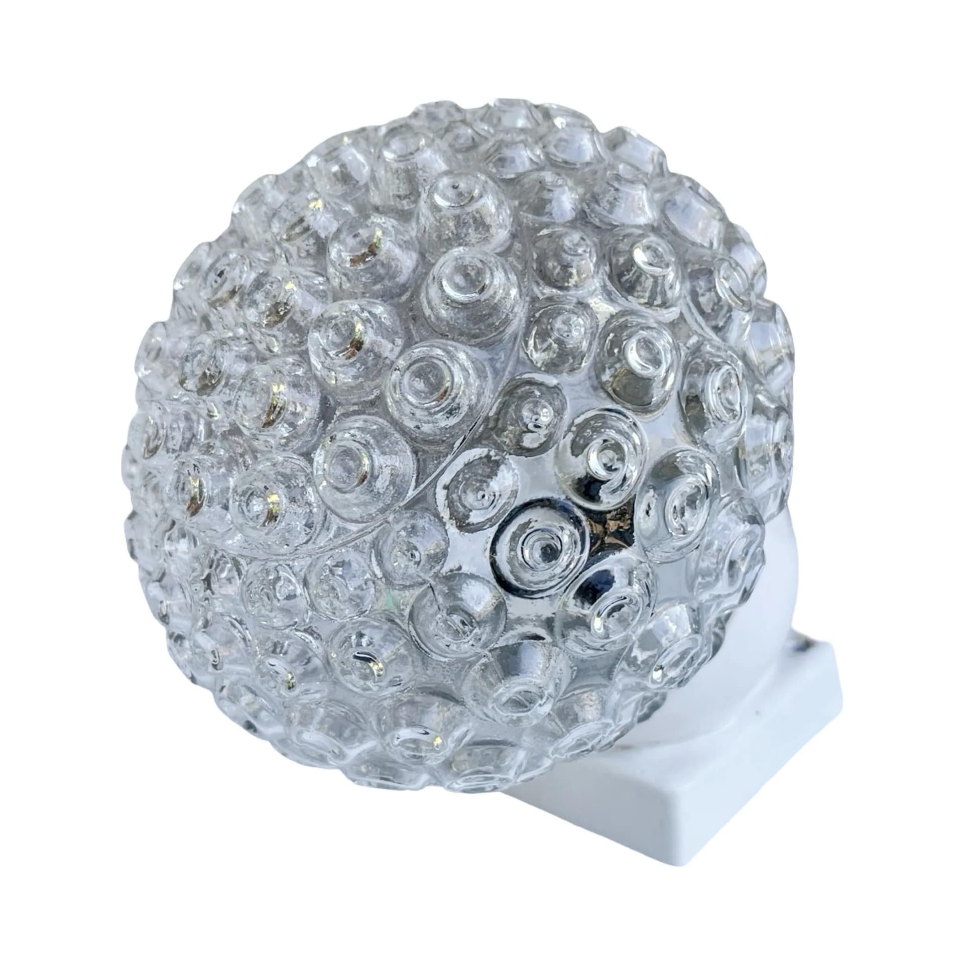 Kinkiet industrialny, transparentny, szkło, ceramika biała, Elektrosvit Nové Zámky, Czechosłowacja, lata 60. - 128514