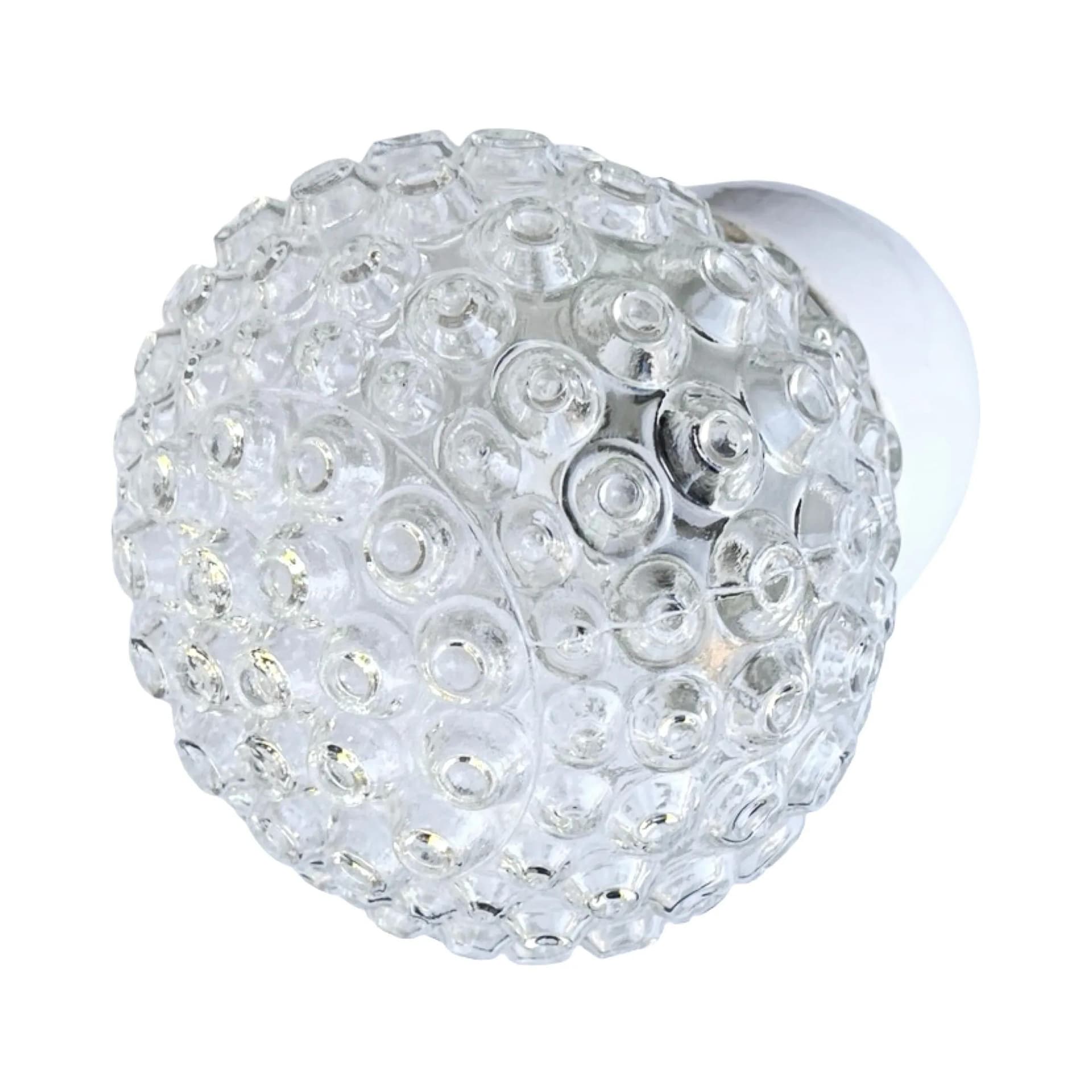 Kinkiet industrialny, transparentny, szkło, ceramika biała, Elektrosvit Nové Zámky, Czechosłowacja, lata 60. - 128513