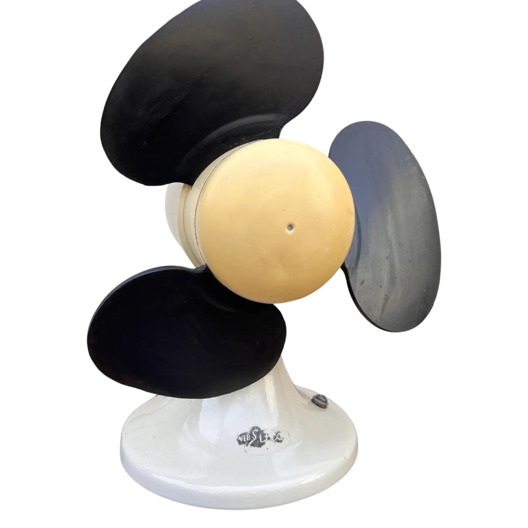 Table Fan 32.92, ivory white ceramic, black rubber, VEB EITCO, Germany, 1950s. - 128500