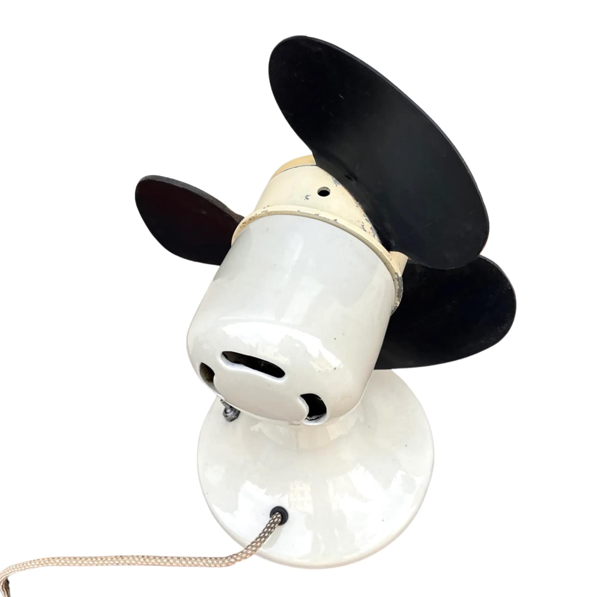 Table Fan 32.92, ivory white ceramic, black rubber, VEB EITCO, Germany, 1950s. - 128507