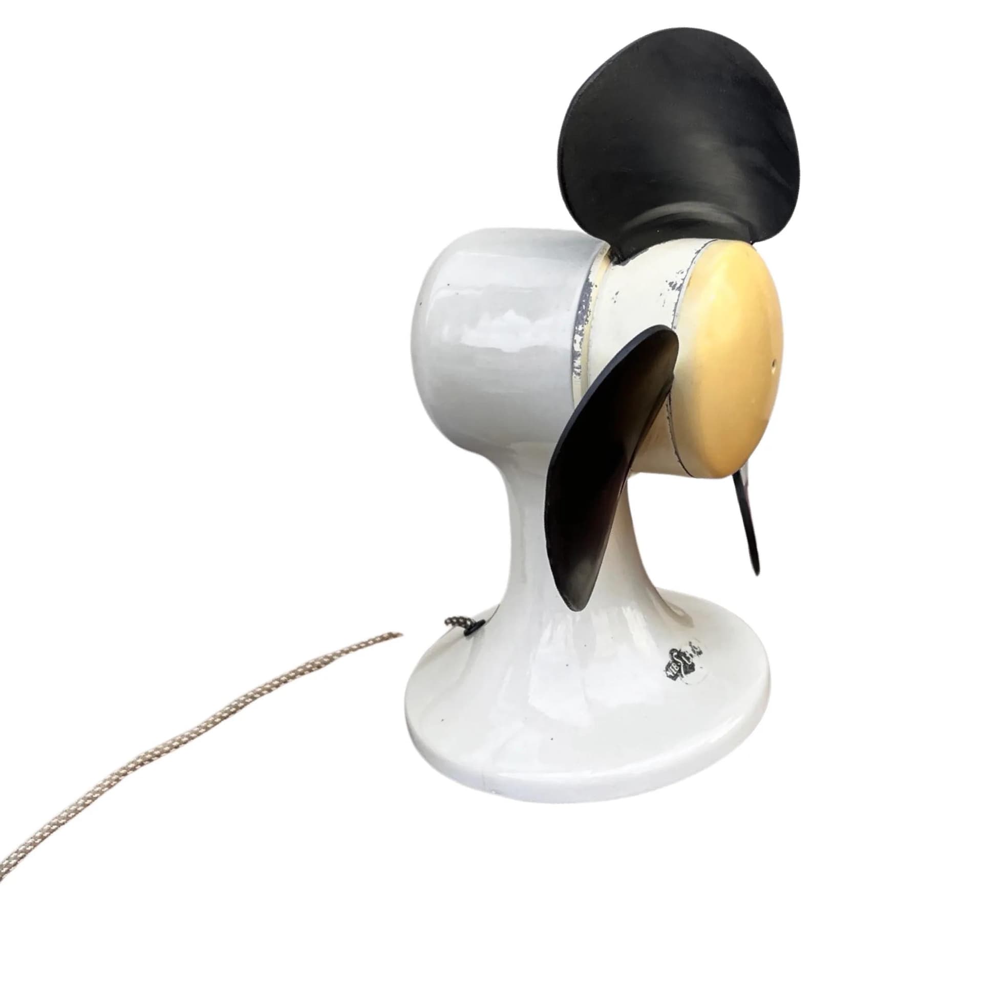 Table Fan 32.92, ivory white ceramic, black rubber, VEB EITCO, Germany, 1950s. - 128505