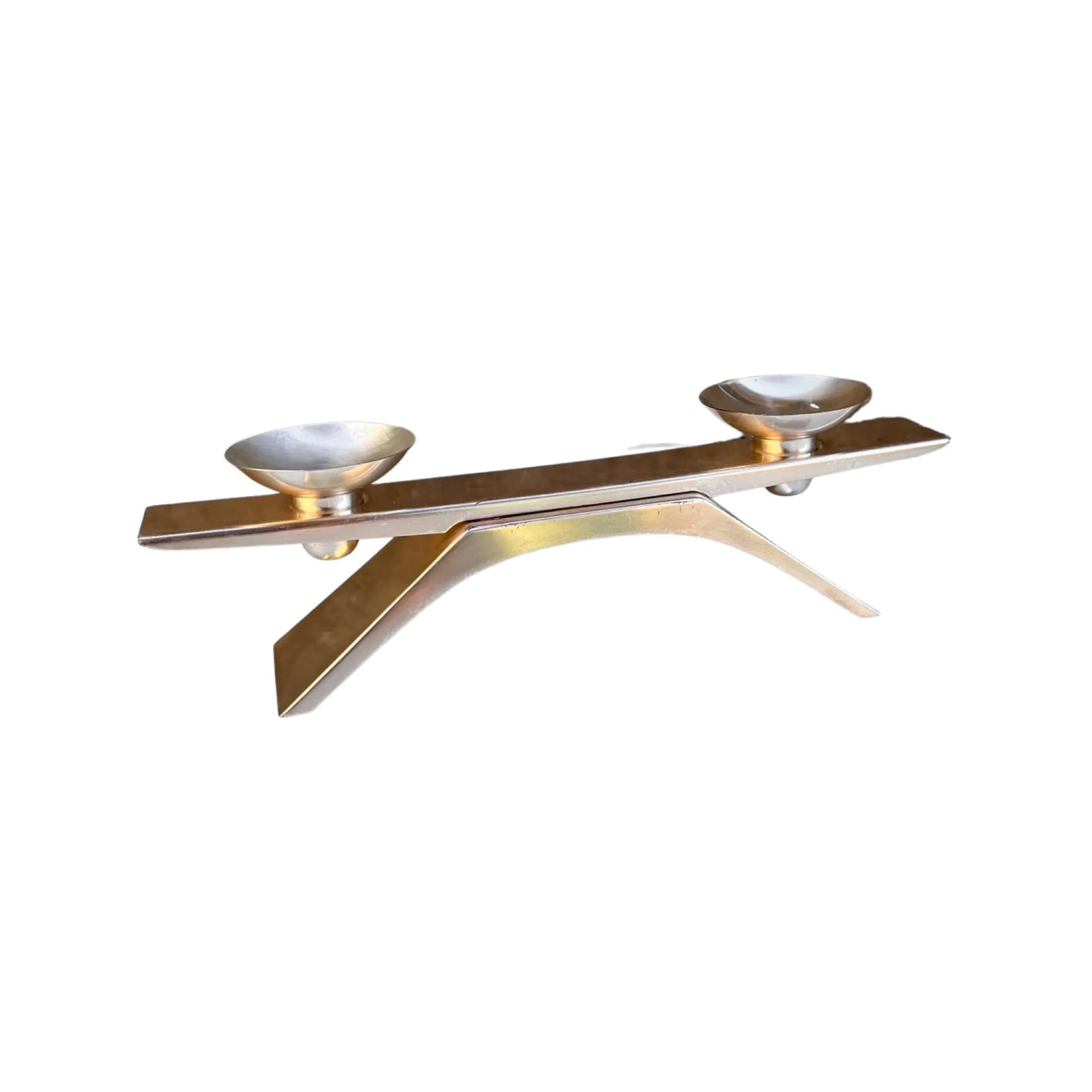 Świecznik Ikora, srebrny, mosiądz posrebrzany, proj. K. Radtke, WMF, Niemcy, lata 60. - 128445