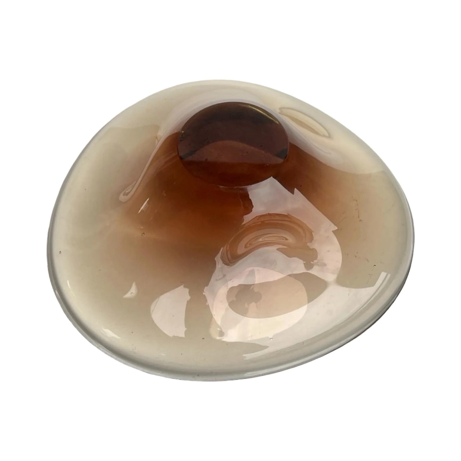 Bowl, smoky brown glass, by M. Klinger, Železný Brod Sklo, Czechoslovakia, 1970s. - 128425