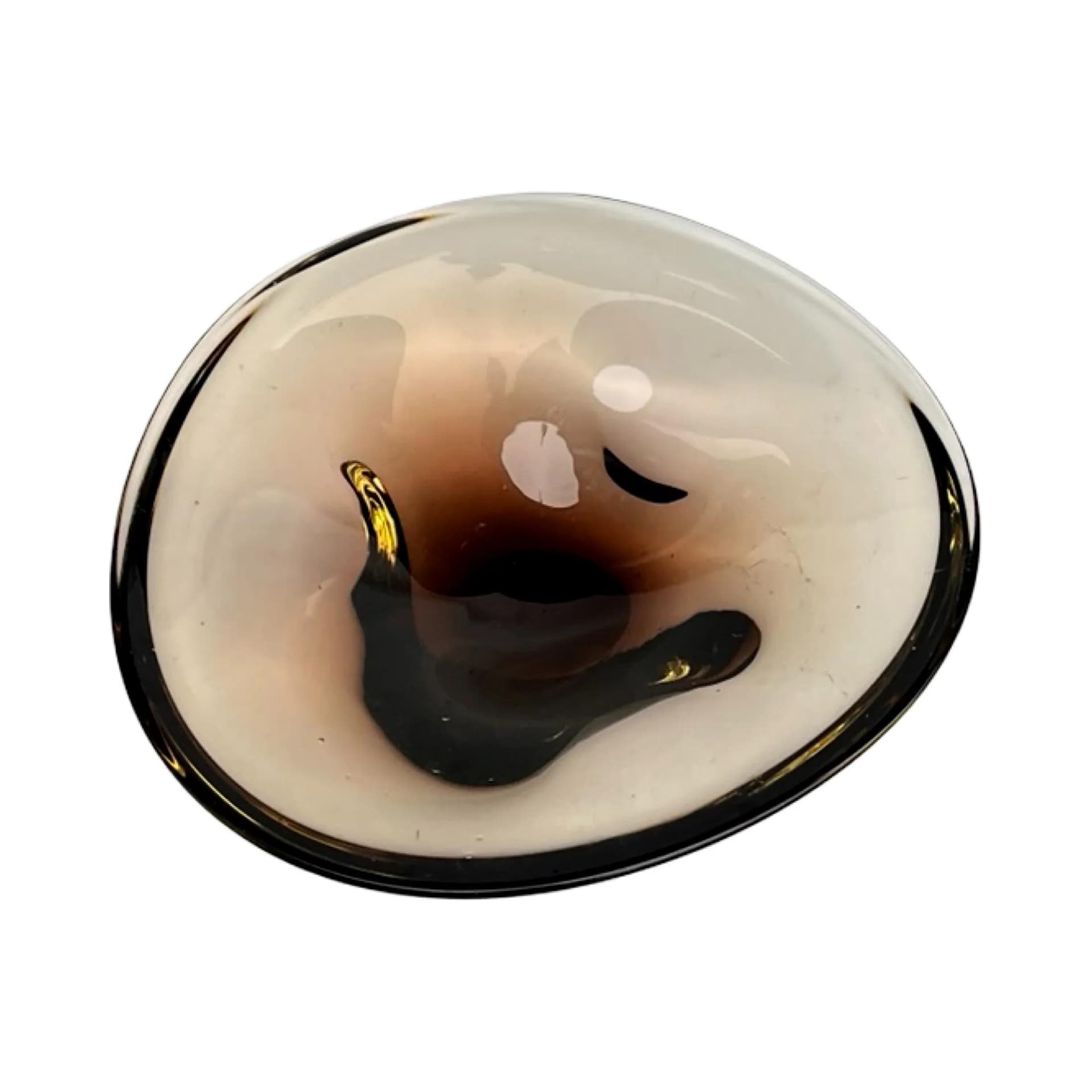 Bowl, smoky brown glass, by M. Klinger, Železný Brod Sklo, Czechoslovakia, 1970s. - 128431