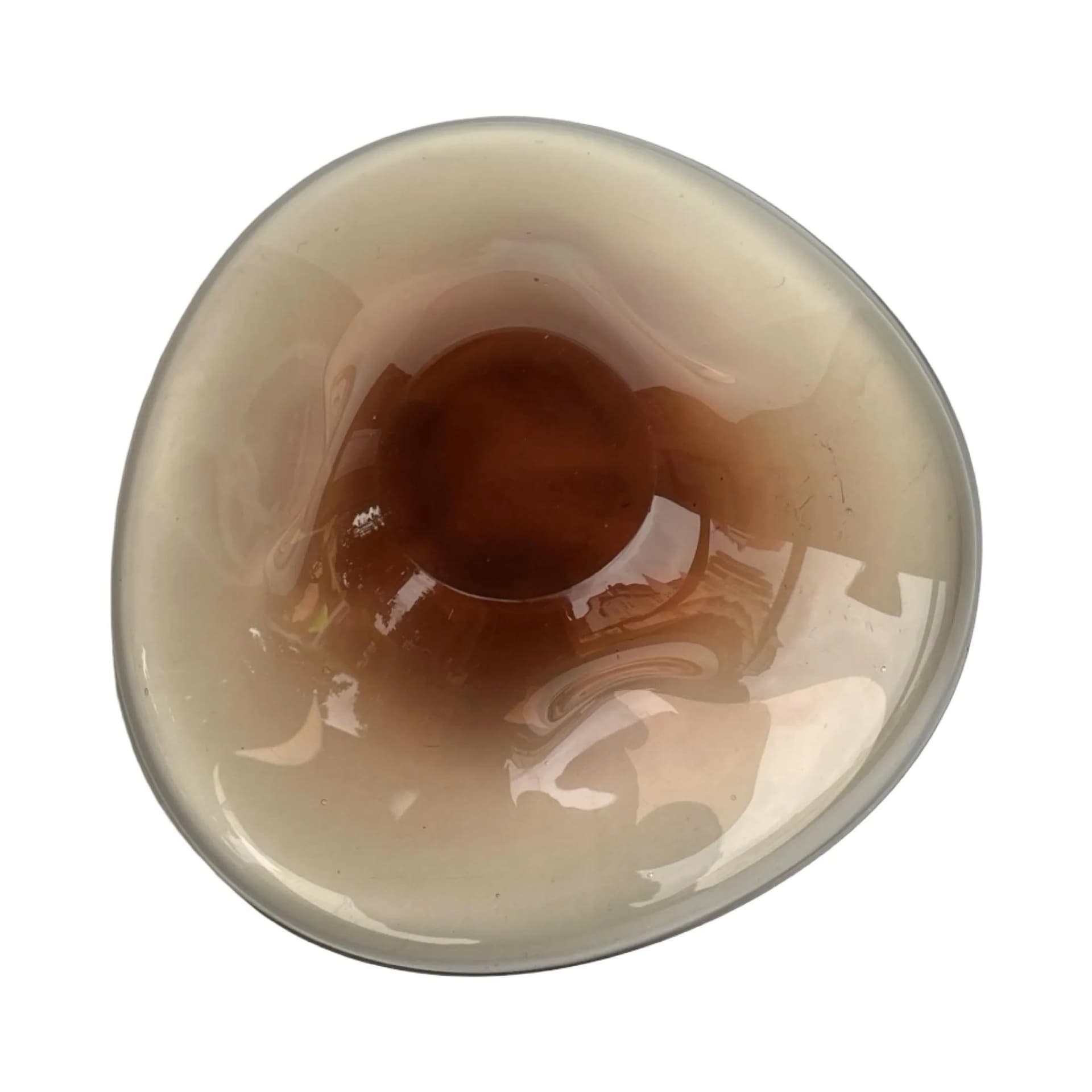 Bowl, smoky brown glass, by M. Klinger, Železný Brod Sklo, Czechoslovakia, 1970s. - 128426