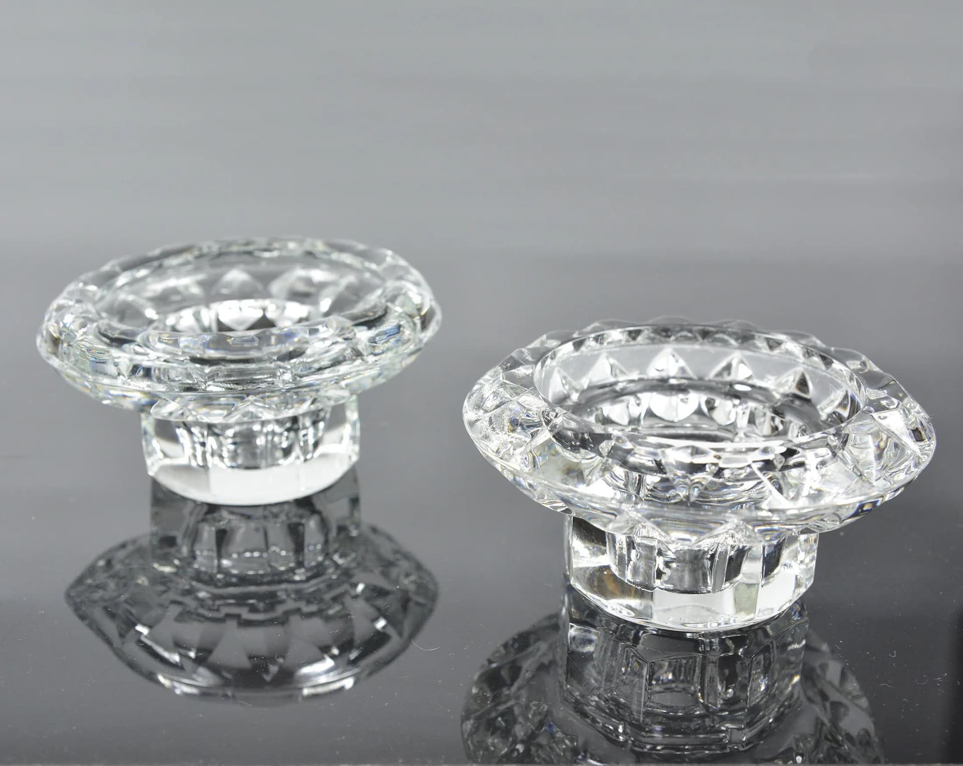 Para świeczników Kall, szkło przezroczyste, Kall Glass, Niemcy, lata 80. - 128418