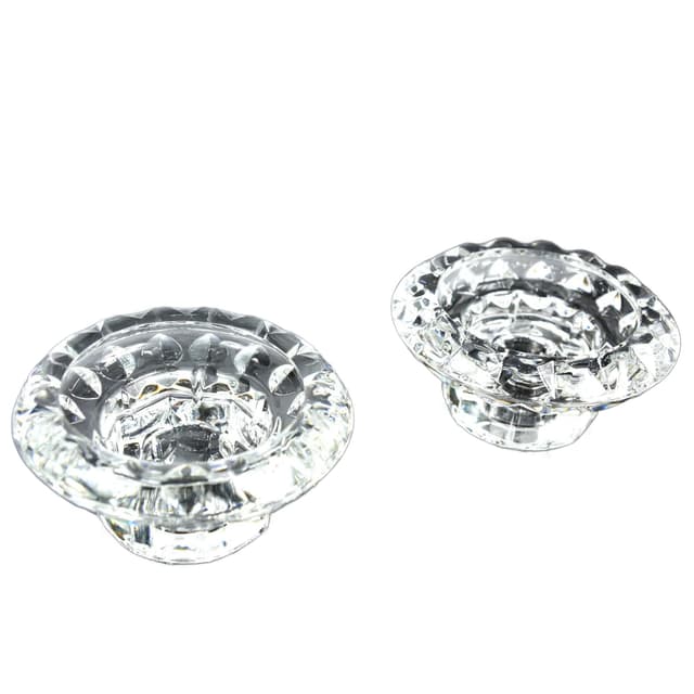 Para świeczników Kall, szkło przezroczyste, Kall Glass, Niemcy, lata 80. - WYMIARY