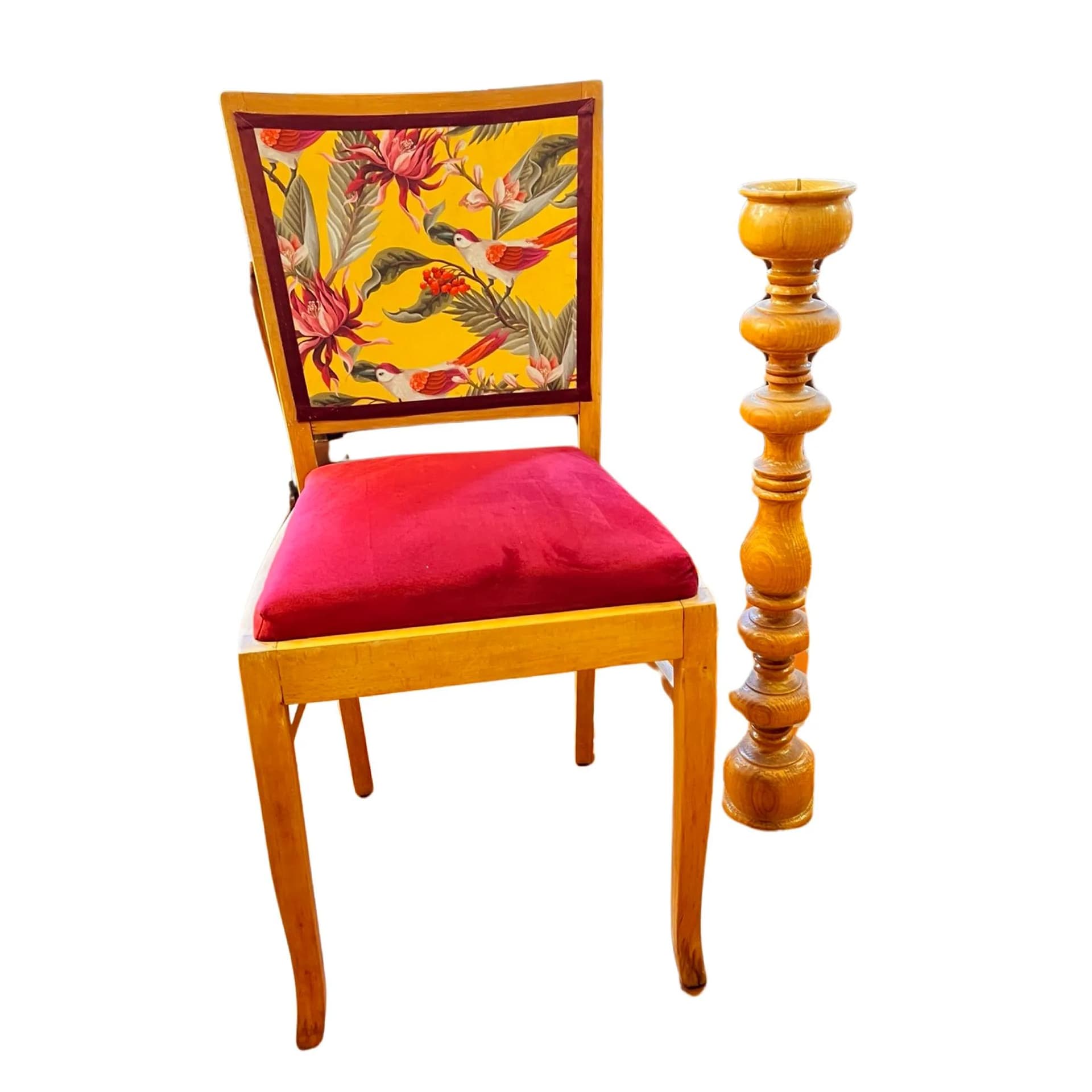 Świecznik toczony, brązowy, jesion, Belgia, lata 70. - 128399