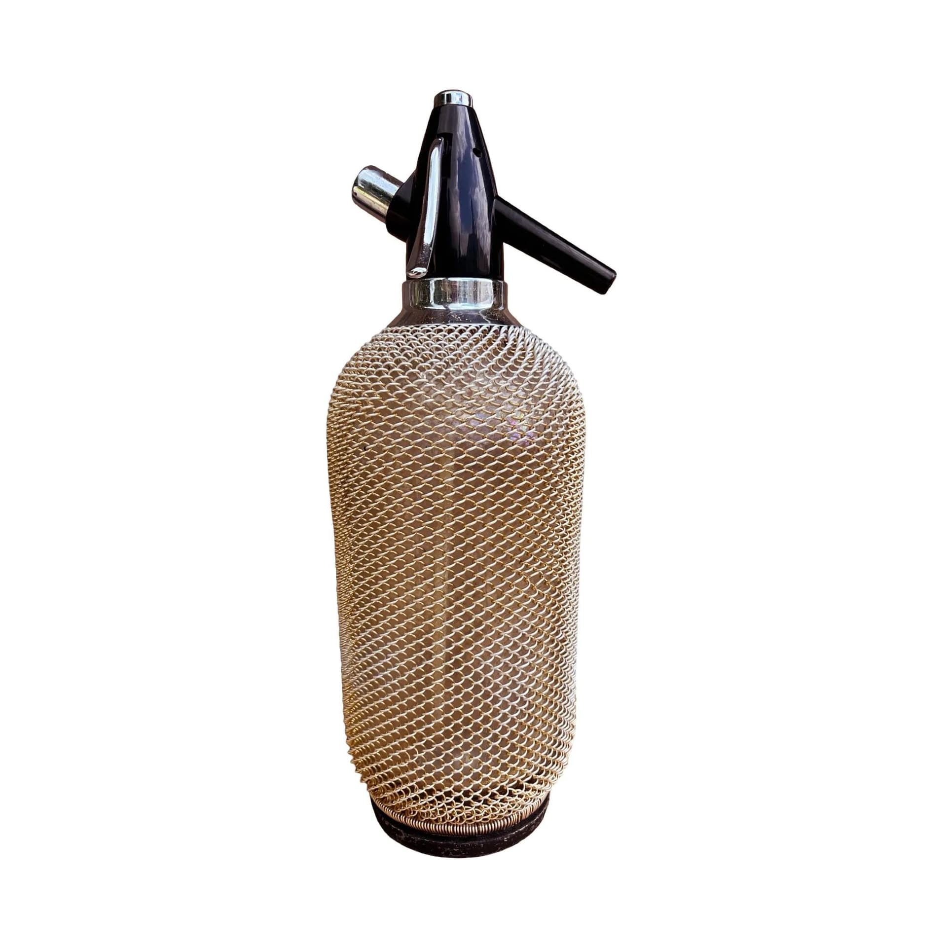 Bar Siphon Merkuria Kovocas, glass gold mesh, Czechoslovakia, 1970s - 128391