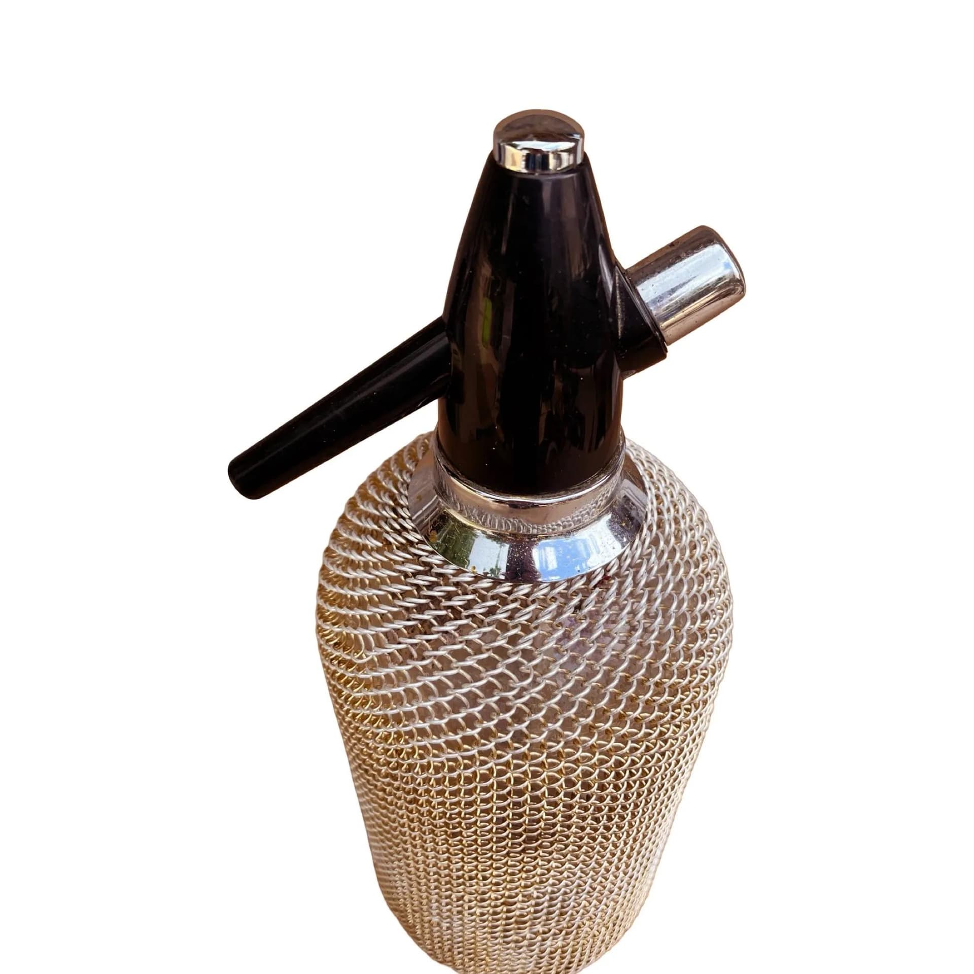 Bar Siphon Merkuria Kovocas, glass gold mesh, Czechoslovakia, 1970s - 128394