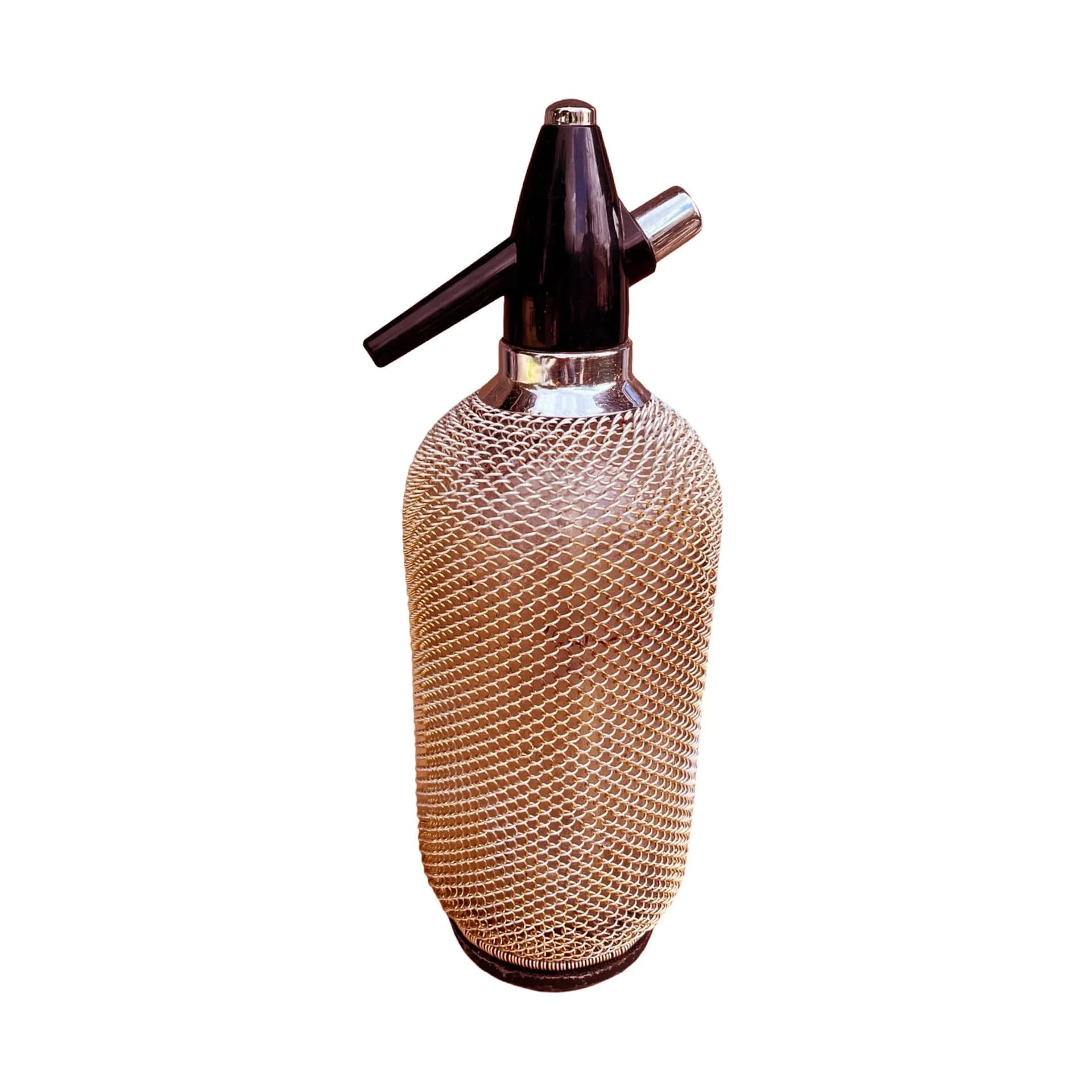 Bar Siphon Merkuria Kovocas, glass gold mesh, Czechoslovakia, 1970s - 128396