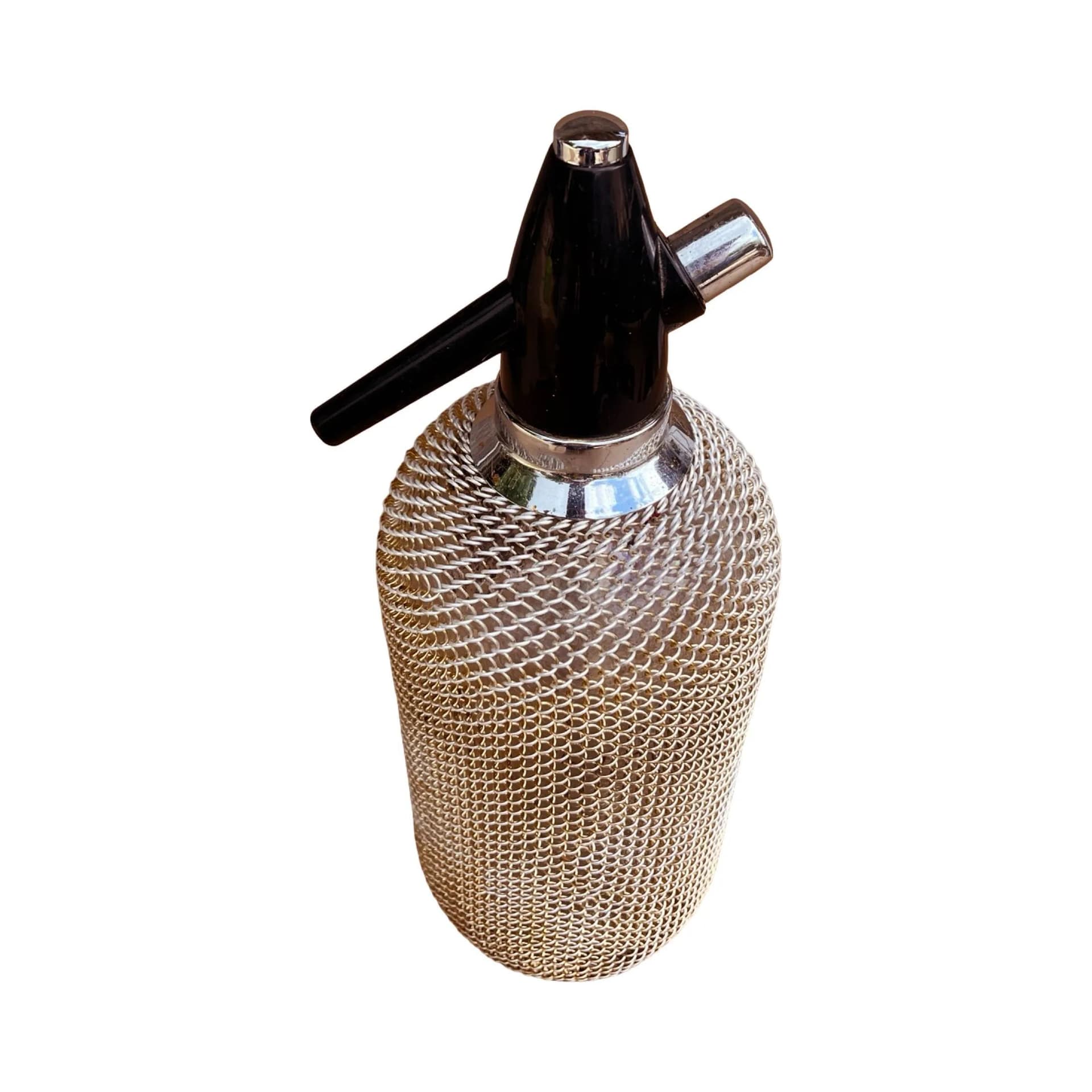 Bar Siphon Merkuria Kovocas, glass gold mesh, Czechoslovakia, 1970s - 128395