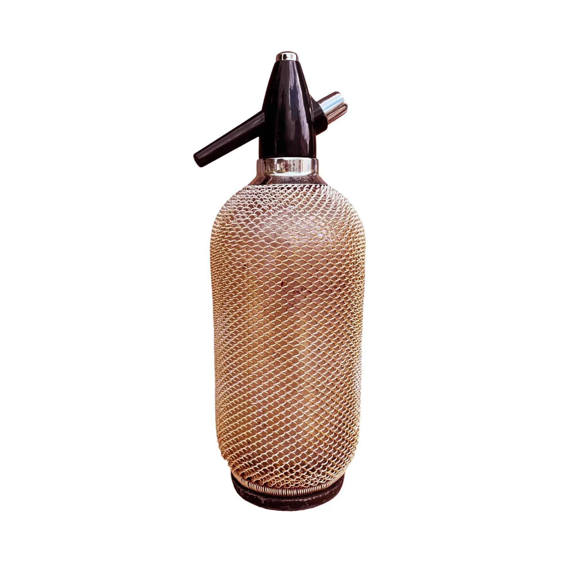 Bar Siphon Merkuria Kovocas, glass gold mesh, Czechoslovakia, 1970s - 128393