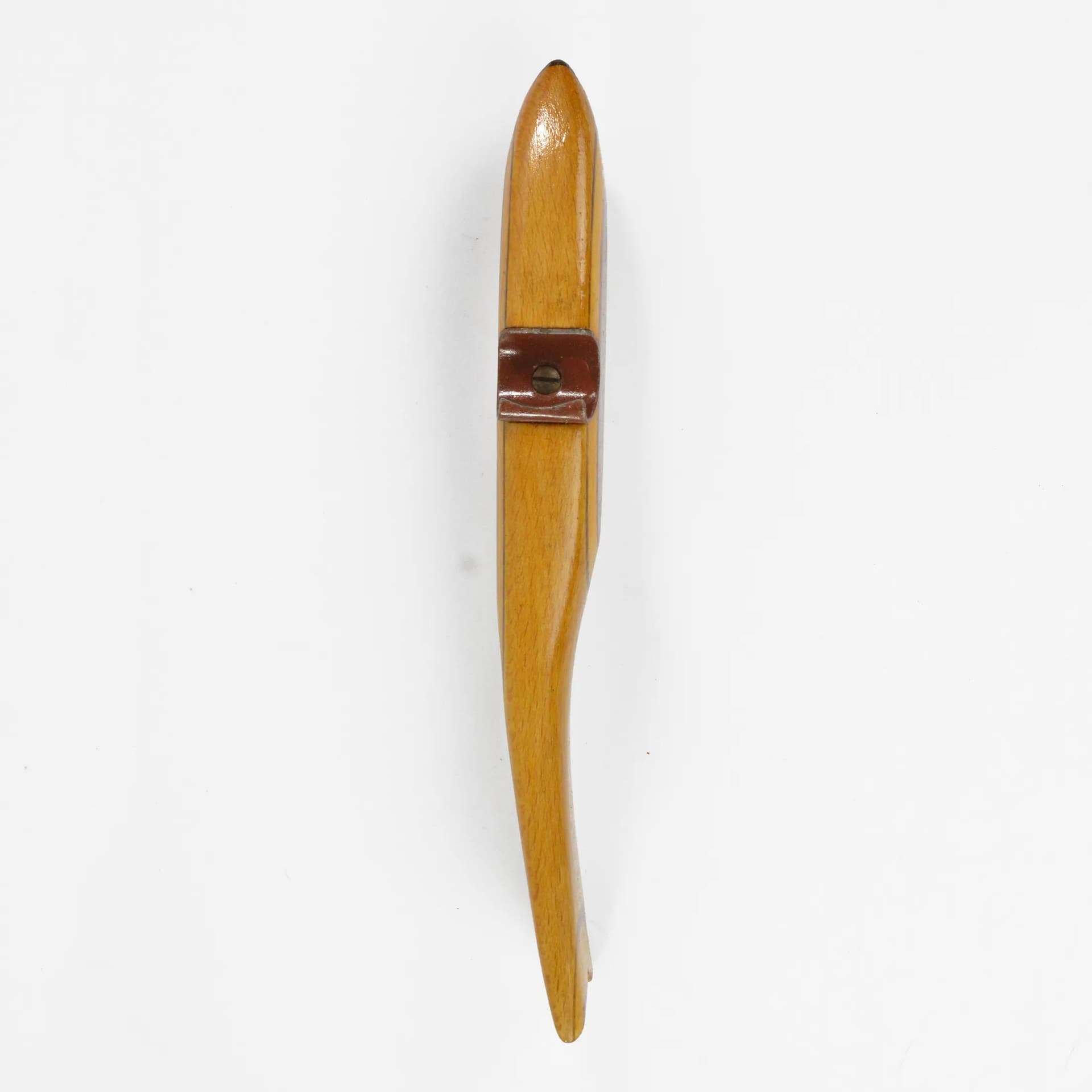 Bottle opener fish, brown beech, grey steel, Poland, 1970s - 128325