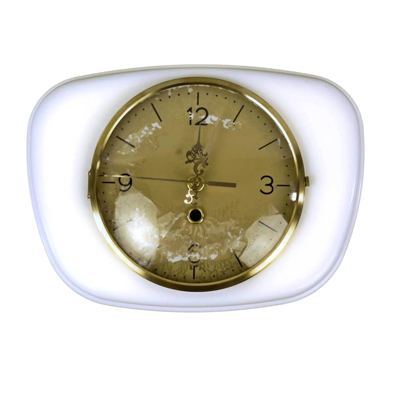 Zegar ścienny UPG Halle, biały, porcelana, Niemcy, lata 50.