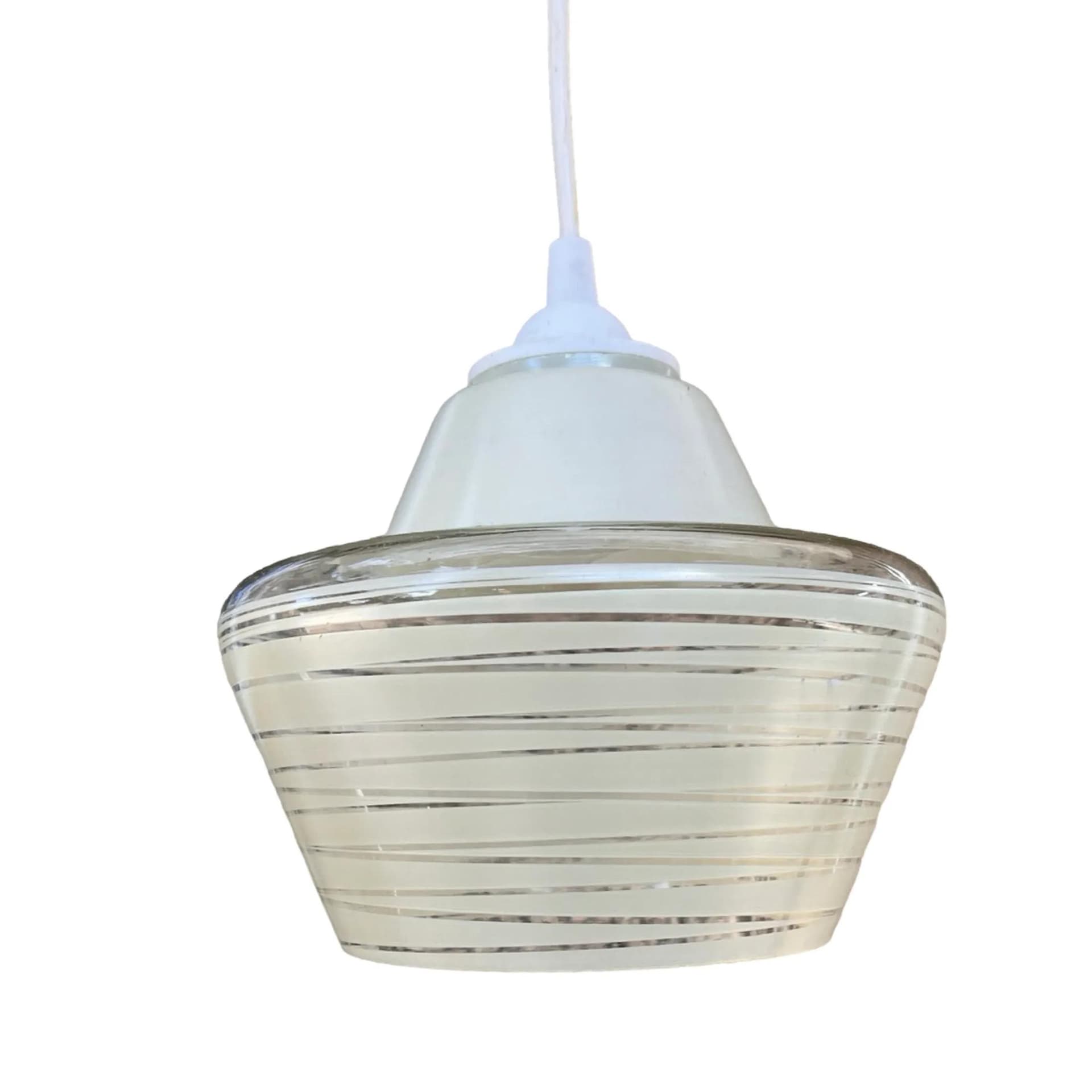 Pendant Lamp Modernist, white glass, Germany, 1970s - 128304