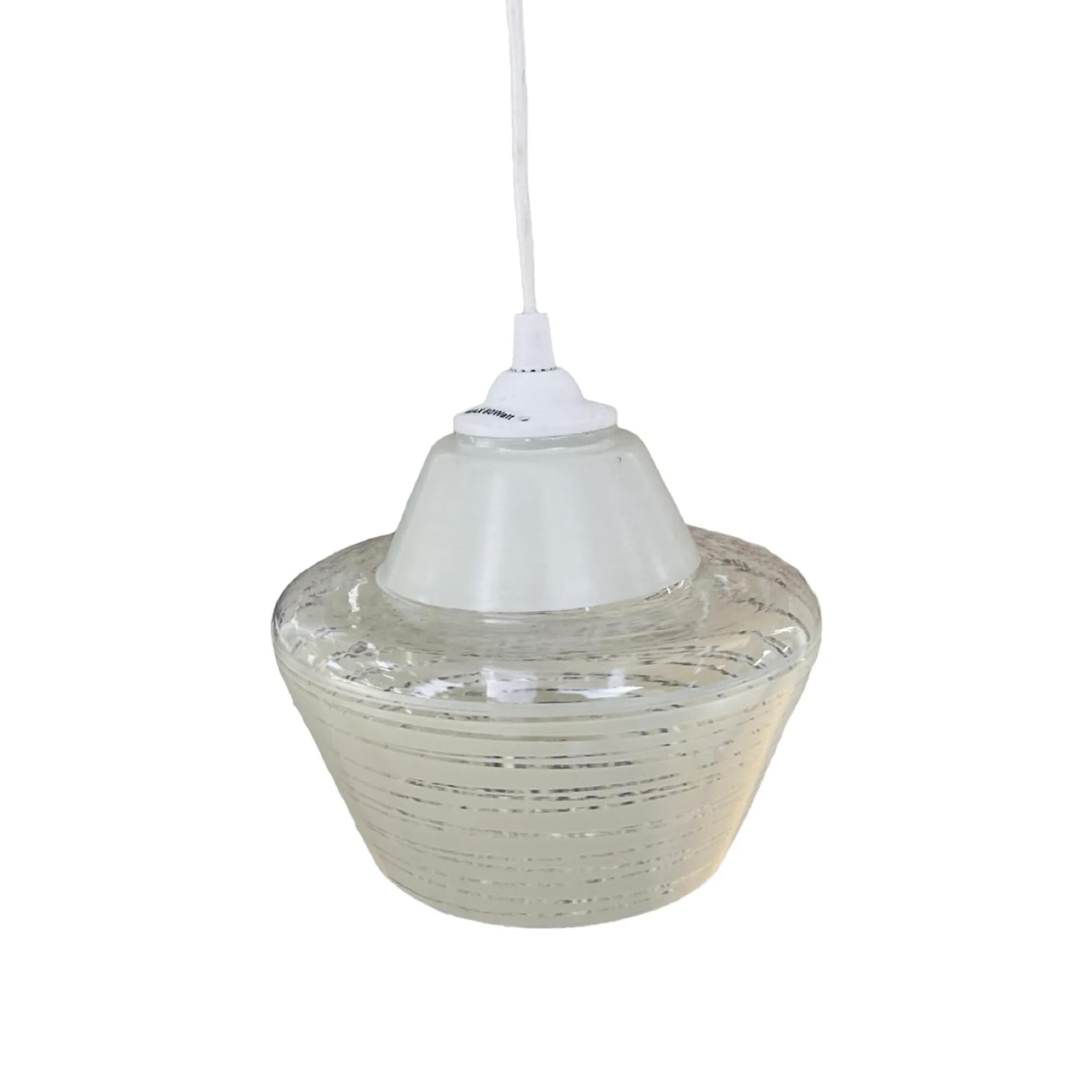 Pendant Lamp Modernist, white glass, Germany, 1970s - 128309