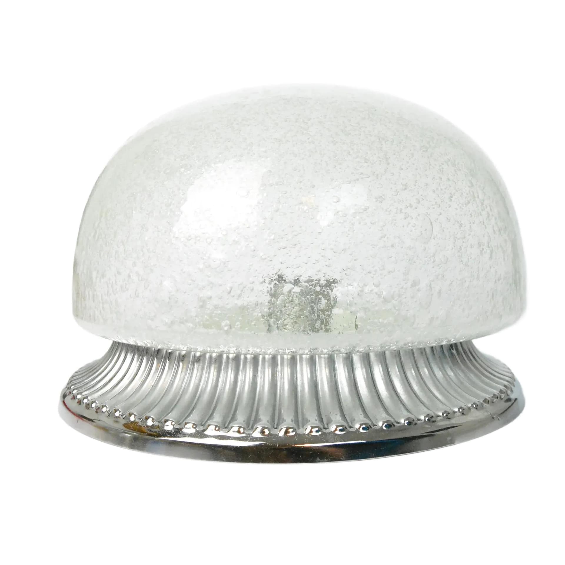 Plafon, transparentny, kryształ, chrom, Hillebrand, Niemcy, lata 70.