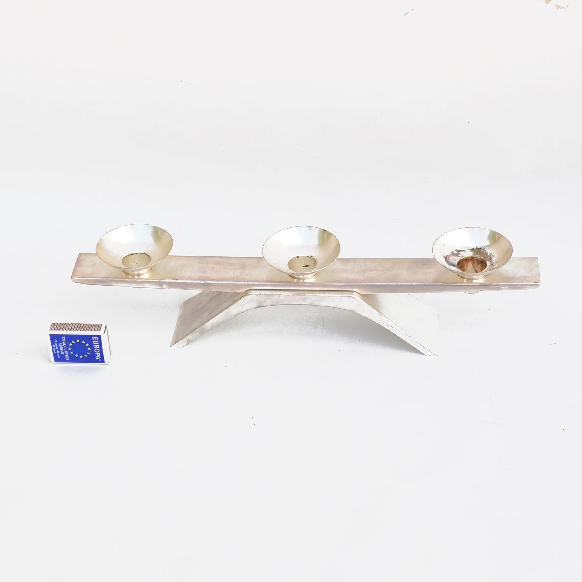 Świecznik Ikora, srebrny, mosiądz, proj. K. Radtke, WMF, Niemcy, lata 60. - 128256