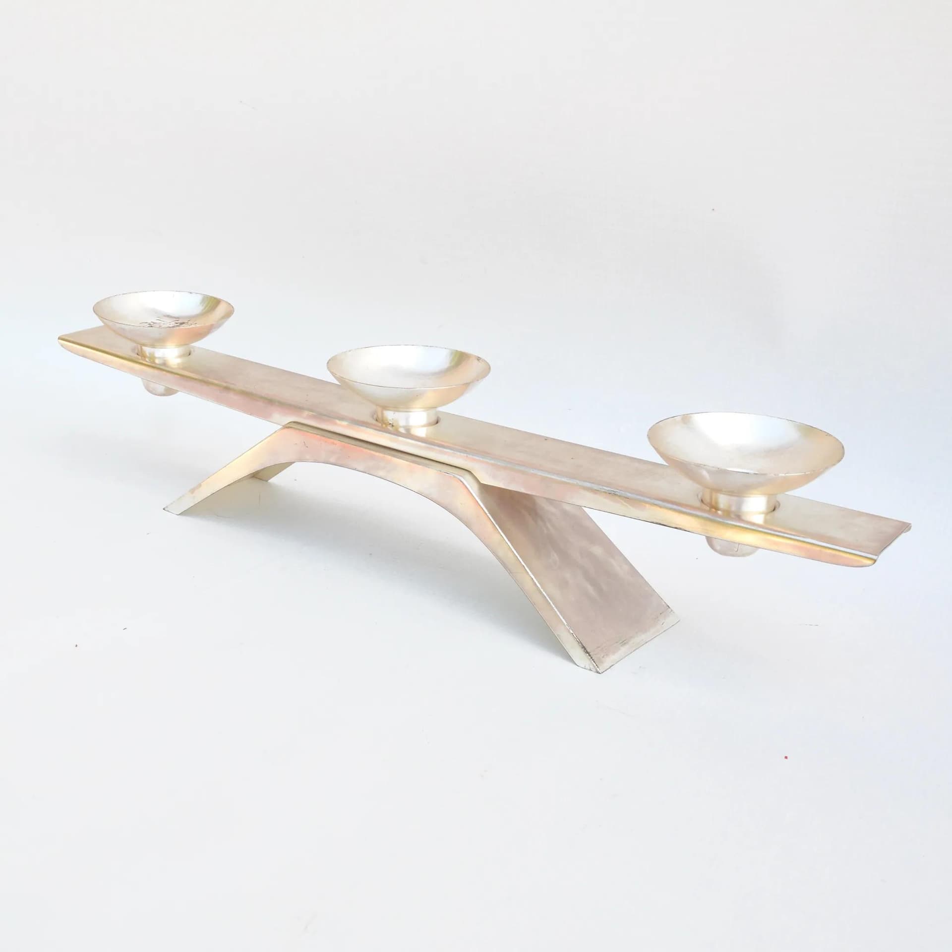 Świecznik Ikora, srebrny, mosiądz, proj. K. Radtke, WMF, Niemcy, lata 60. - 128261