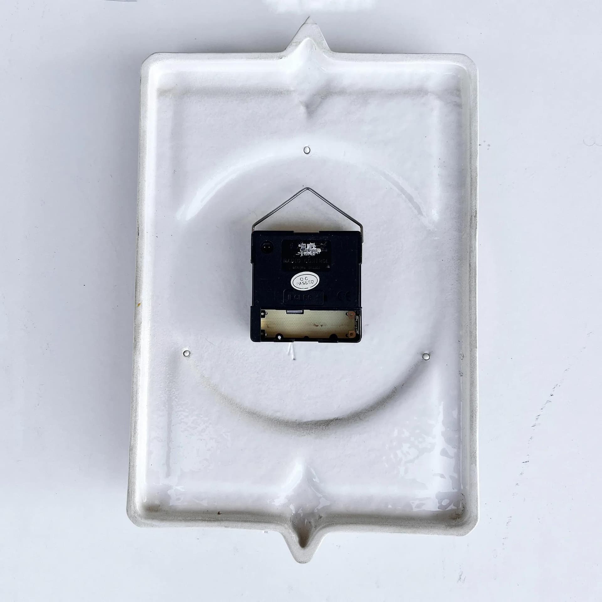 Zegar ścienny, mozaika geometryczna, pomarańczowy, ceramika, Niemcy, lata 80. - 128240