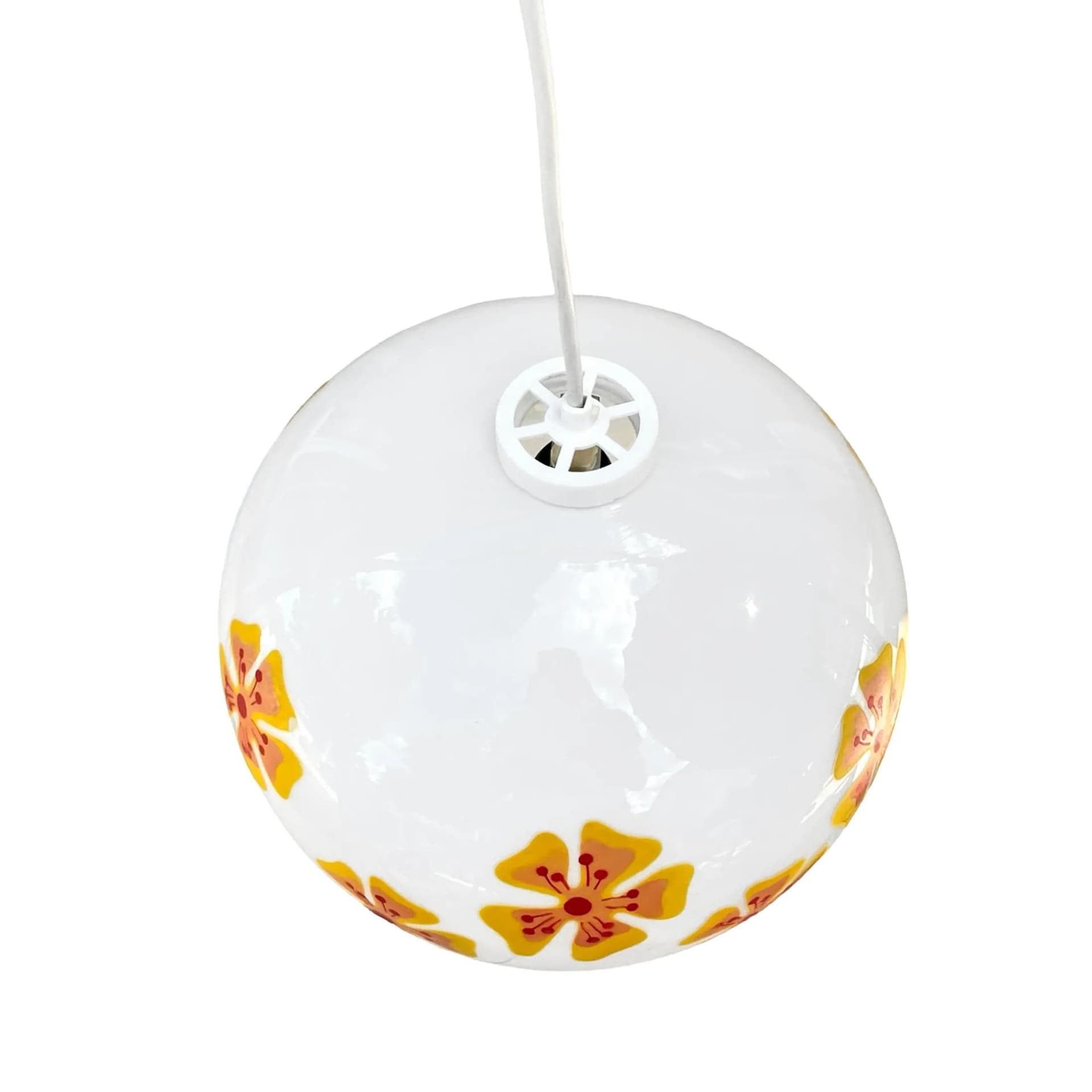 Pendant lamp, white multicolor glass, VEB Beleuchtungsglaskombinat Görlitz, Germany, 1970s. - 128238