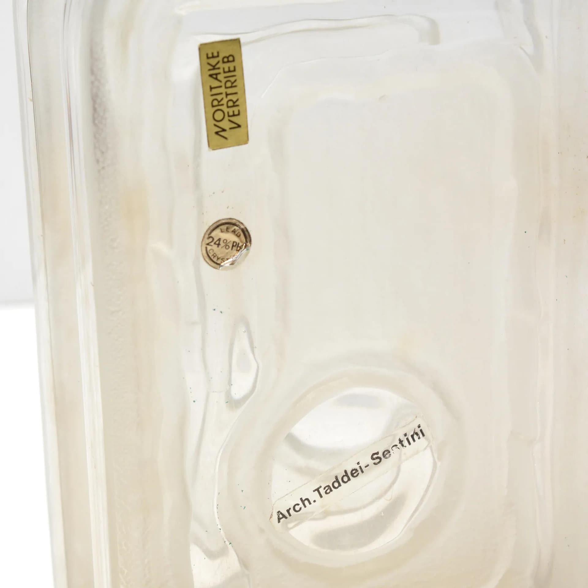 Wazon modernistyczny, transparentny, kryształ, proj. Arch. Taddei-Senitini, Noritake, Japonia, lata 70. - 128130