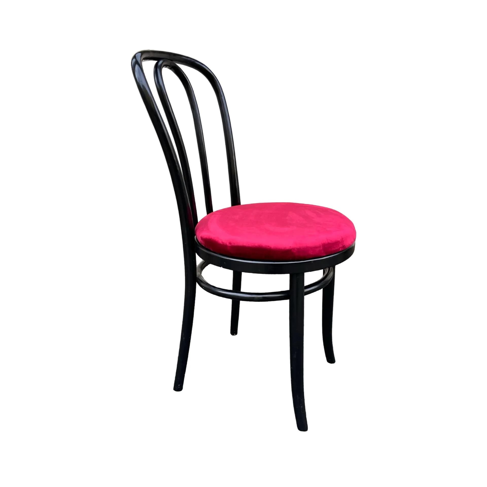 Krzesło AG-18, velvet różowy, buk czarny, proj. M. Thonet, Fabryka Mebli Radomsko, Polska, lata 70. - 128099