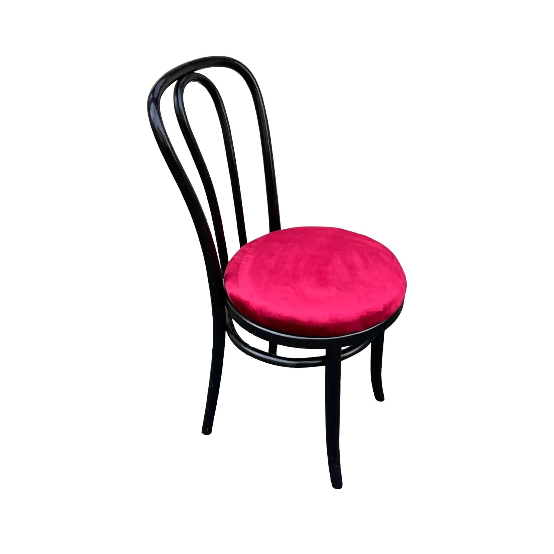 Krzesło AG-18, velvet różowy, buk czarny, proj. M. Thonet, Fabryka Mebli Radomsko, Polska, lata 70.