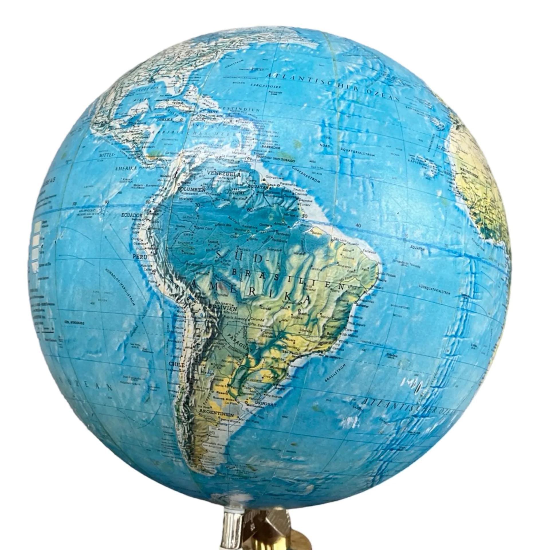 Table lamp globe, multicolor, teak, plastic, brass, Denmark, 1970s - 128041