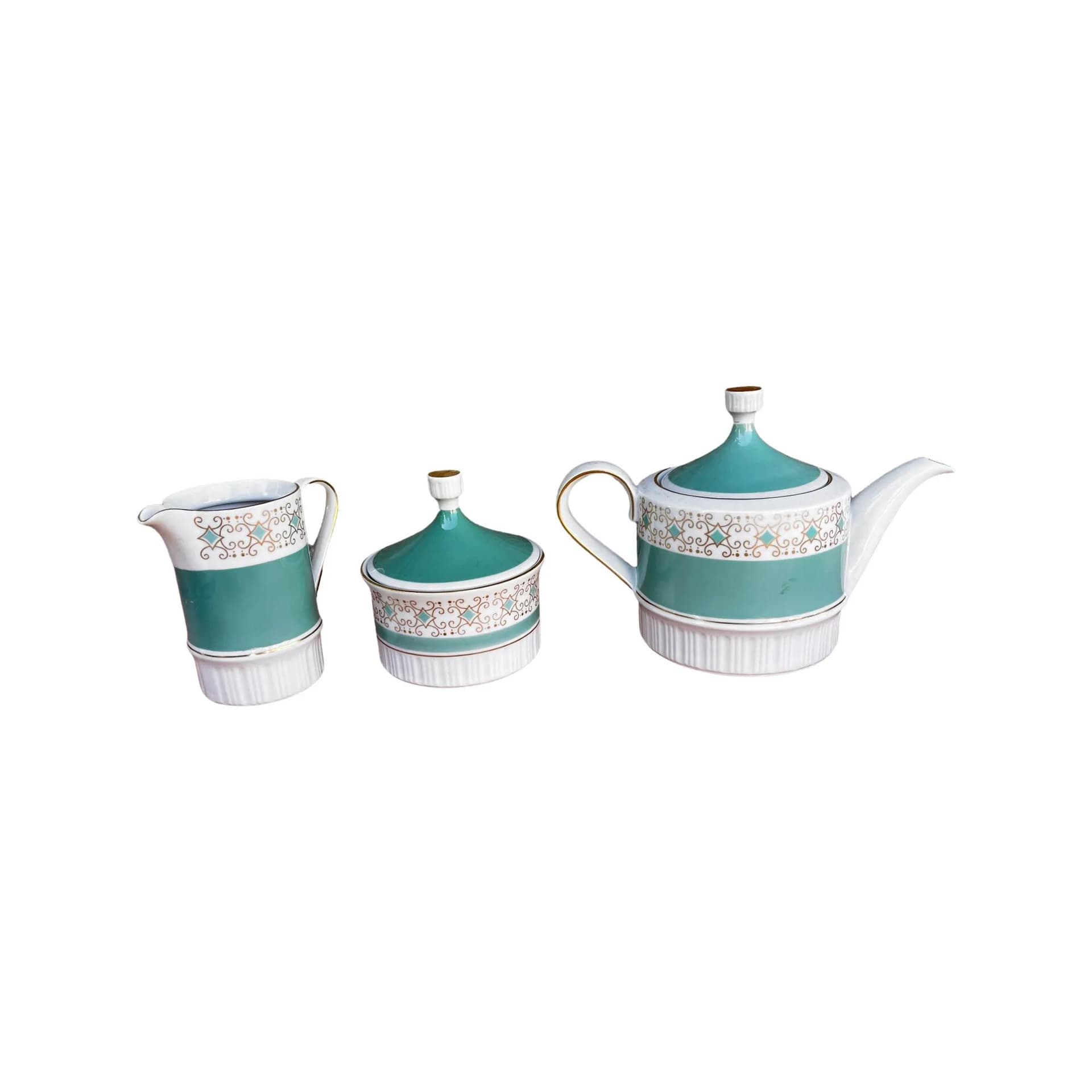 Coffee set, turquoise porcelain, Kahla, Germany, 1960s. - 127947