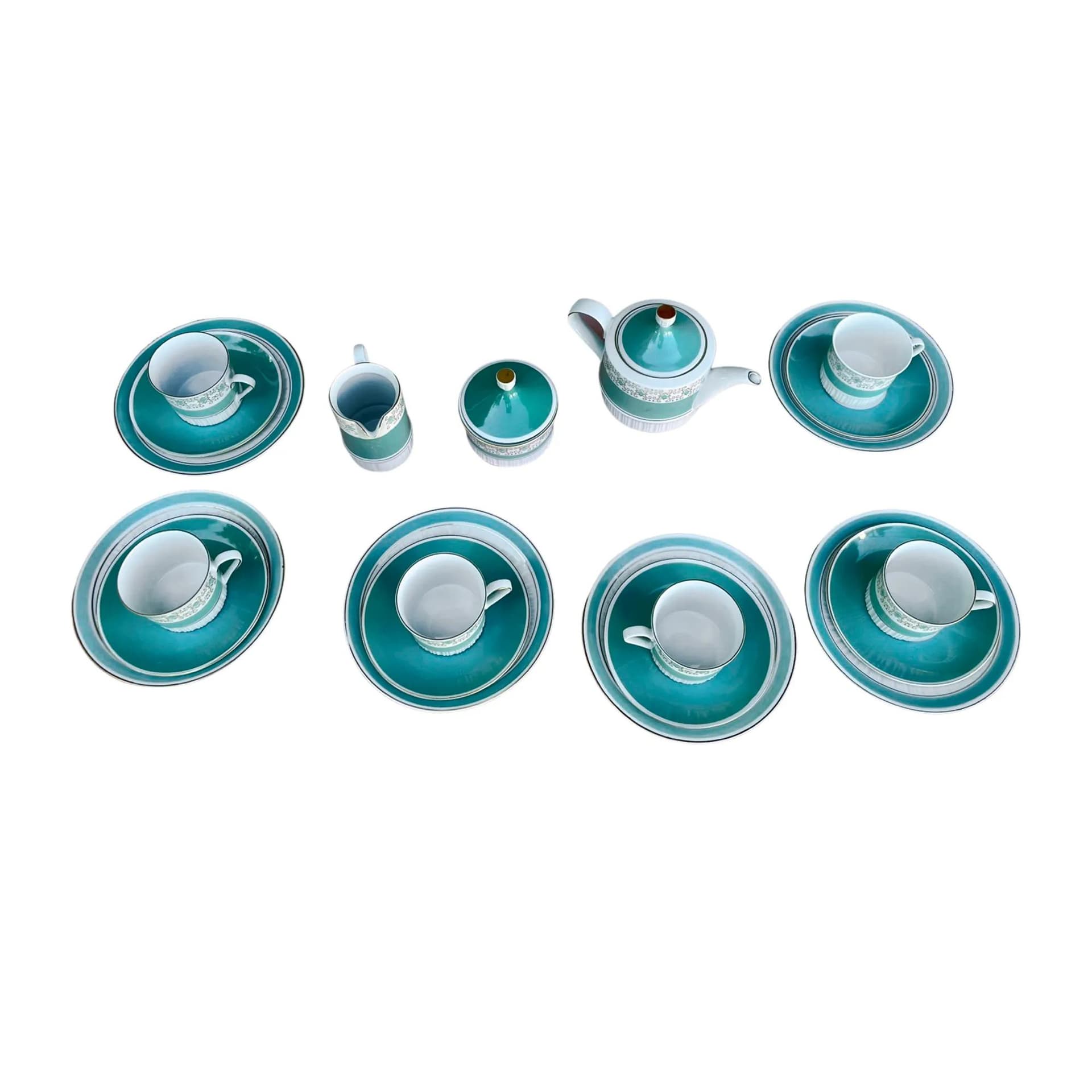 Coffee set, turquoise porcelain, Kahla, Germany, 1960s. - 127951